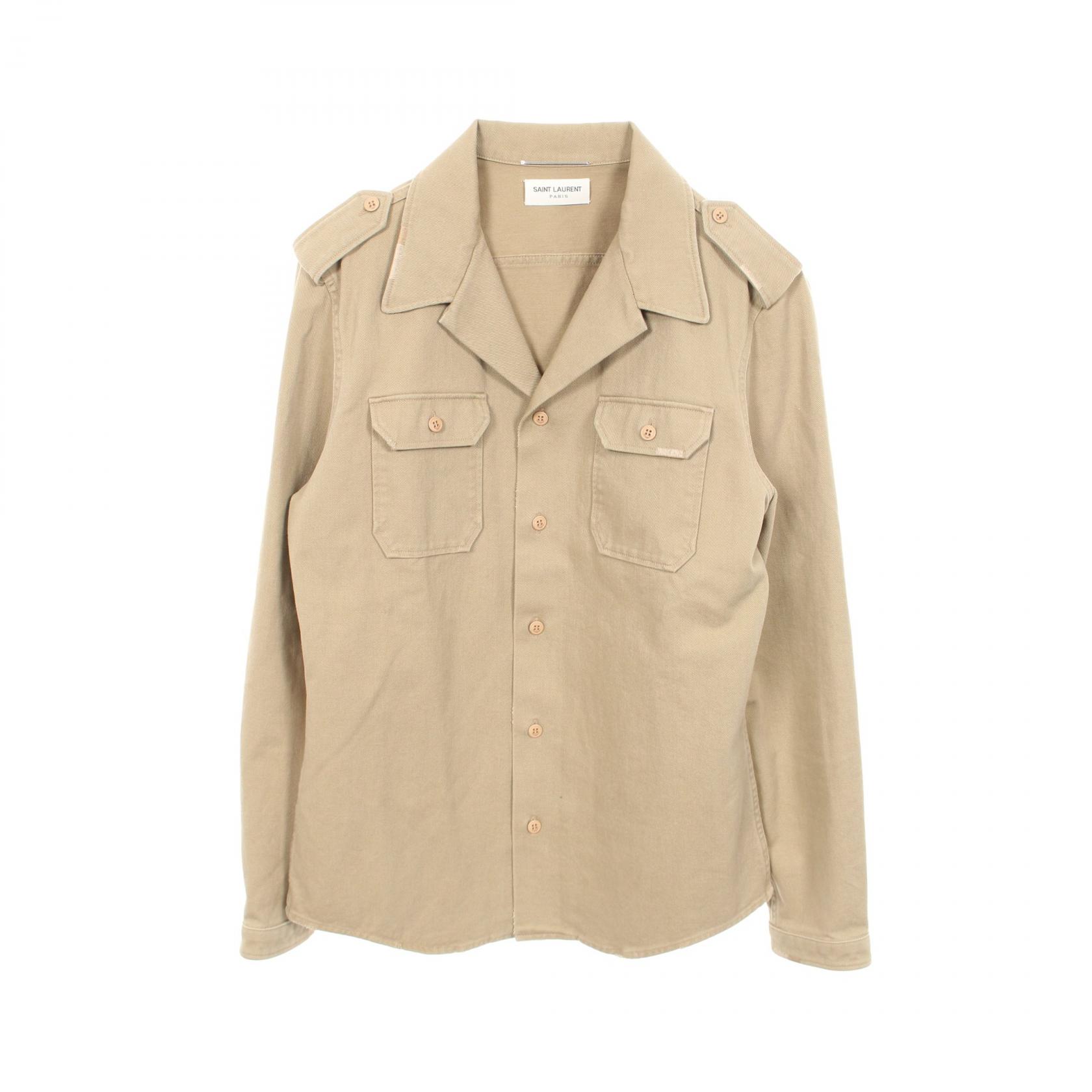 【10%OFFクーポン 7/21 10時～7/26 9:59】サンローランパリ SAINT LAURENT PARIS ダメージ加工 ミリタリー 衣料品 アウター コットン カーキ系 【中古】｜RECLO（リクロ）店