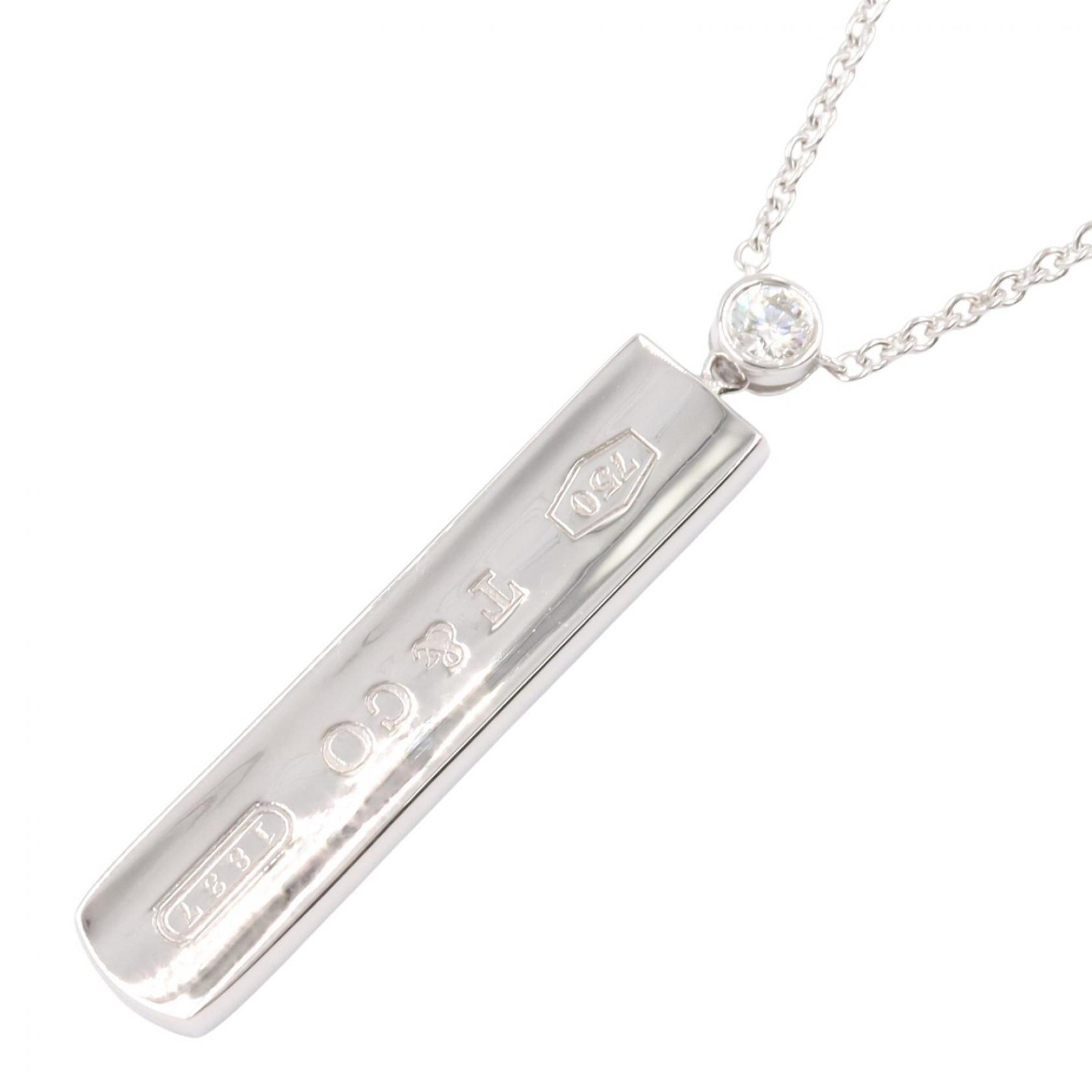 【10%OFFクーポン 7/21 10時~7/26 9:59】ティファニー TIFFANY&CO 1837 バー ネックレス 1PD ネックレス ジュエリー K18WG(ホワイトゴールド) ダイヤモンド シルバー系 / クリア系 【中古】|RECLO(リクロ)店