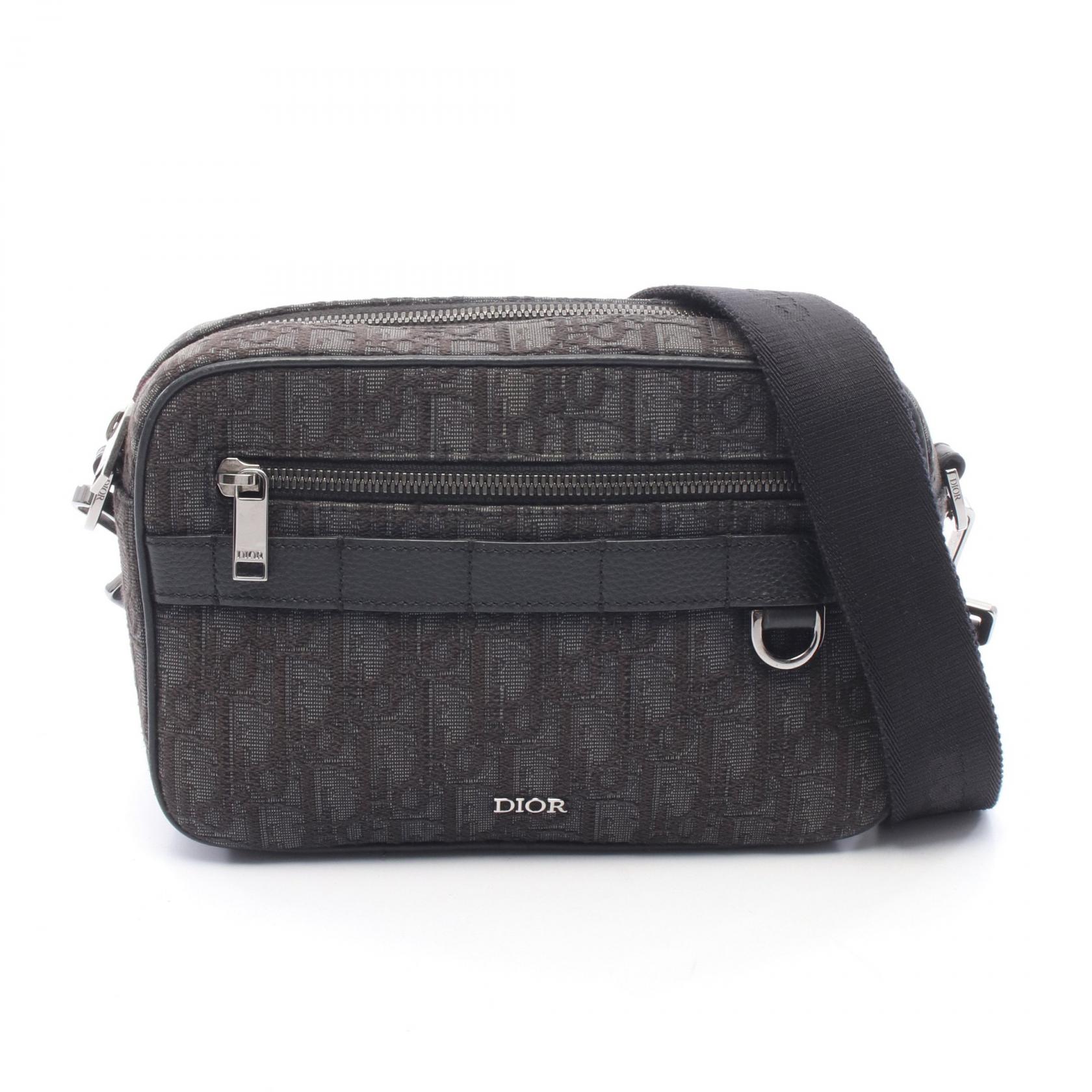 【10%OFFクーポン 7/21 10時～7/26 9:59】クリスチャンディオール Christian Dior Safari サファリ オブリーク ショルダーバッグ バッグ キャンバス レザー ブラック系 / グレー系 【中古】｜RECLO（リクロ）店