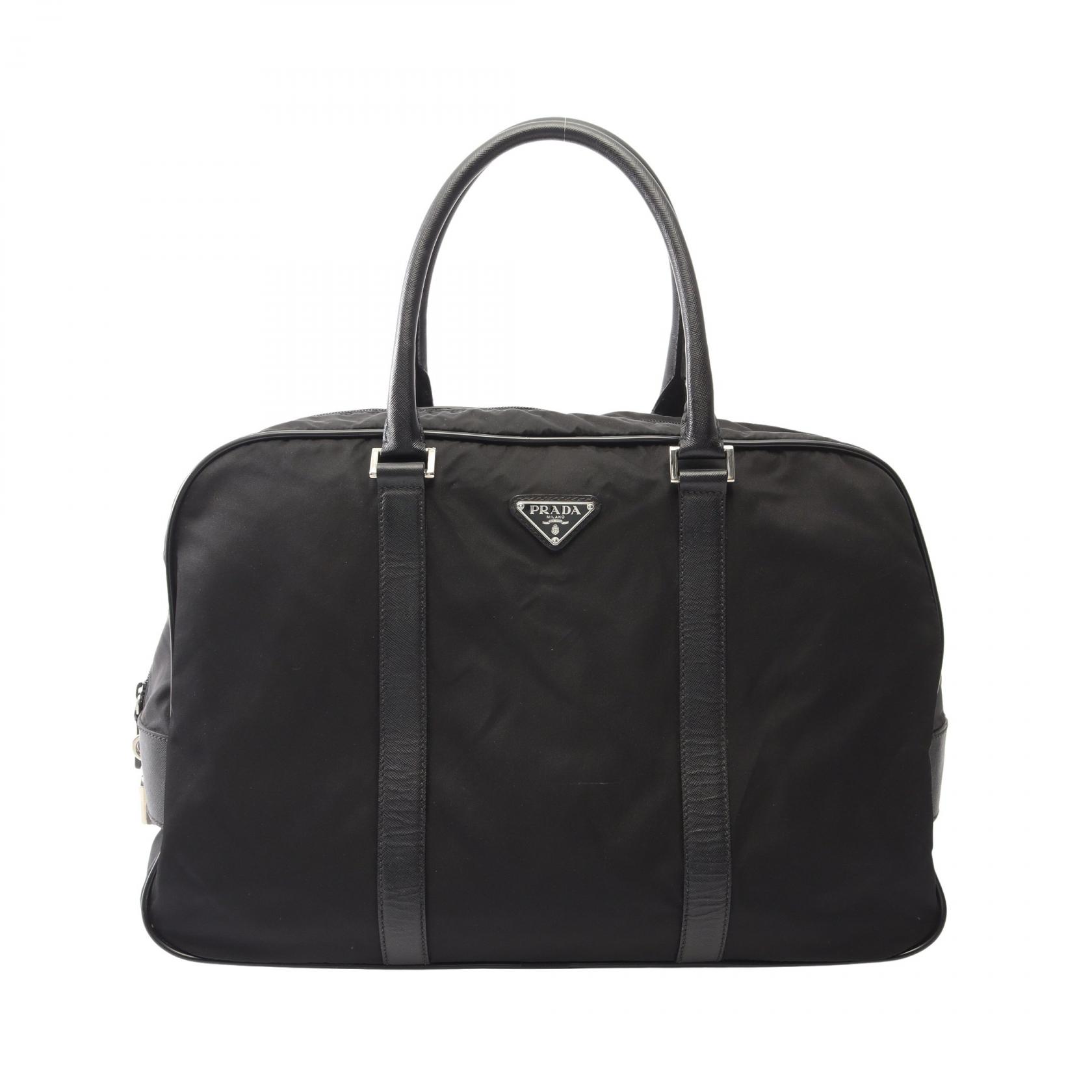 【10%OFFクーポン 7/21 10時~7/26 9:59】プラダ PRADA VIAGGIO ボストンバッグ バッグ ナイロン サフィアーノレザー ブラック系 【中古】|RECLO(リクロ)店