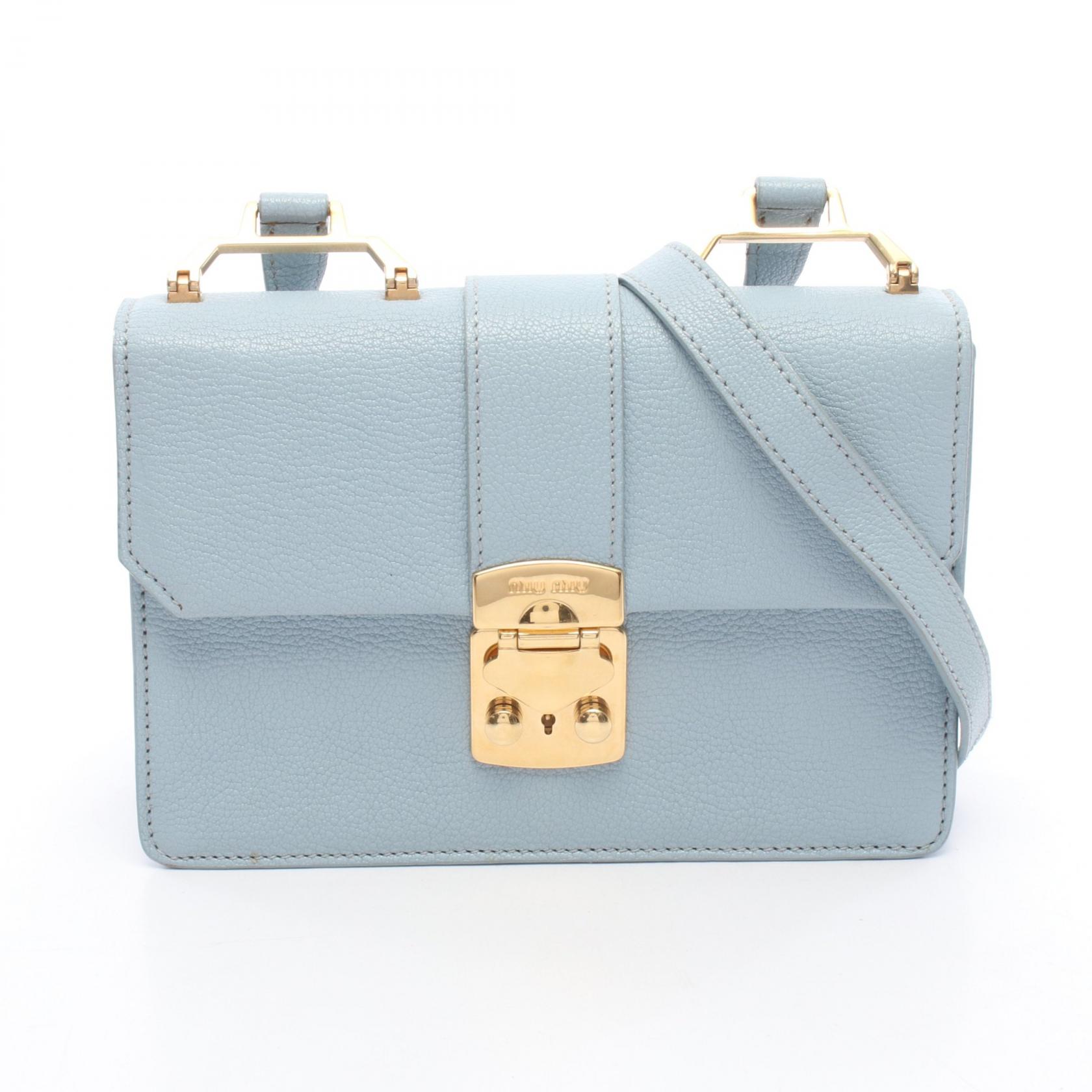 【10%OFFクーポン 7/21 10時~7/26 9:59】ミュウ ミュウ Miu Miu マドラス ショルダーバッグ バッグ レザー ブルー系 【中古】|RECLO(リクロ)店