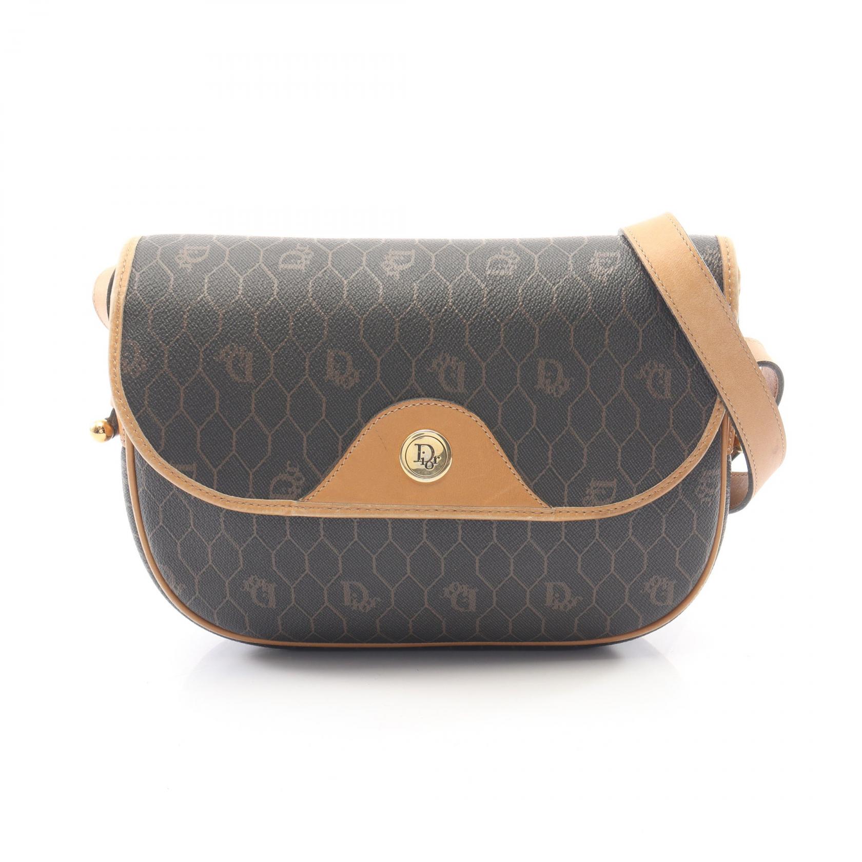 【10%OFFクーポン 7/21 10時～7/26 9:59】ディオール Dior ハニカム ショルダーバッグ ショルダーバッグ バッグ PVCコーティングキャンバス レザー ブラック系 / ブラウン系 【中古】｜RECLO（リクロ）店