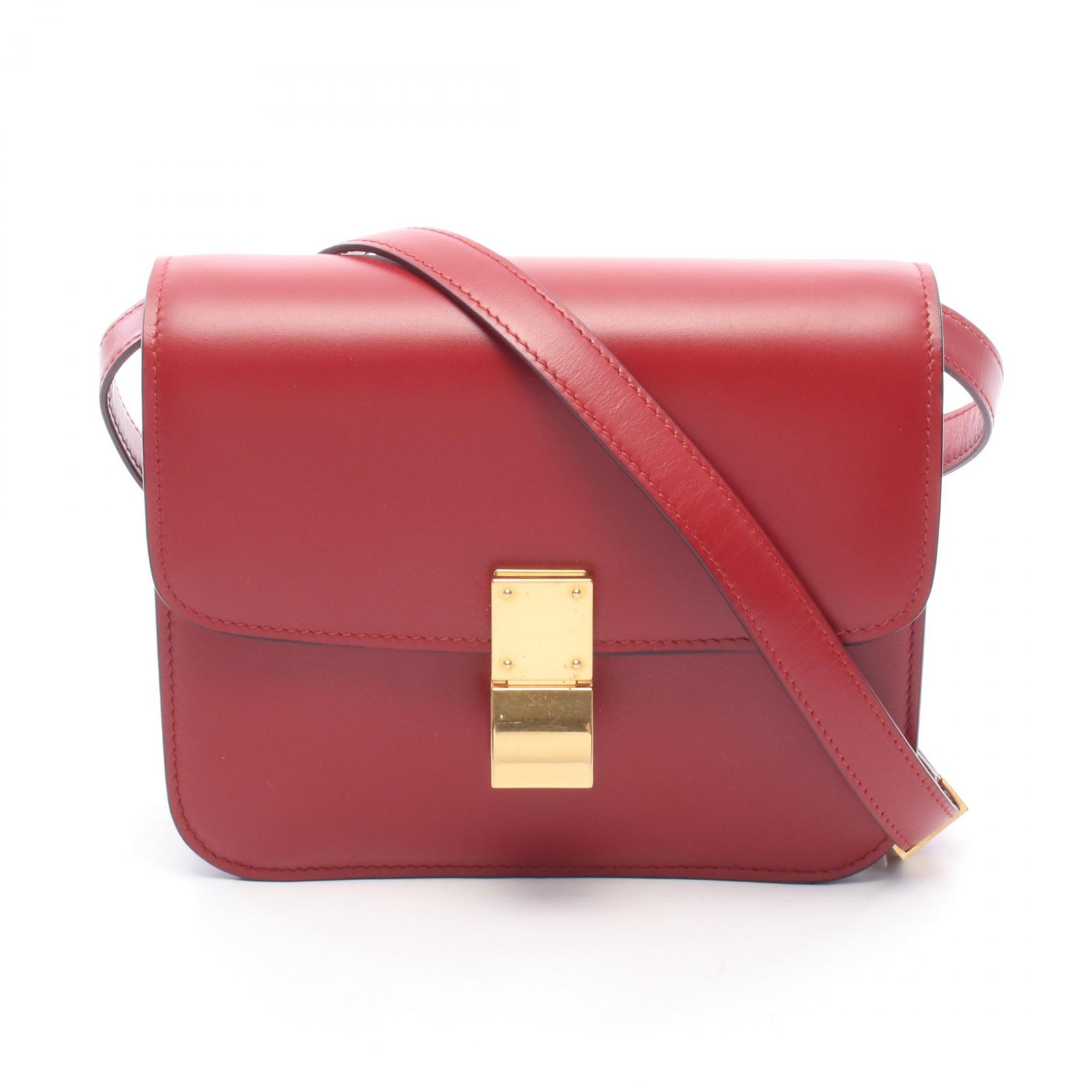 【10%OFFクーポン 7/21 10時~7/26 9:59】セリーヌ CELINE クラシック ティーンボックス ショルダーバッグ バッグ レザー レッド系 【中古】|RECLO(リクロ)店