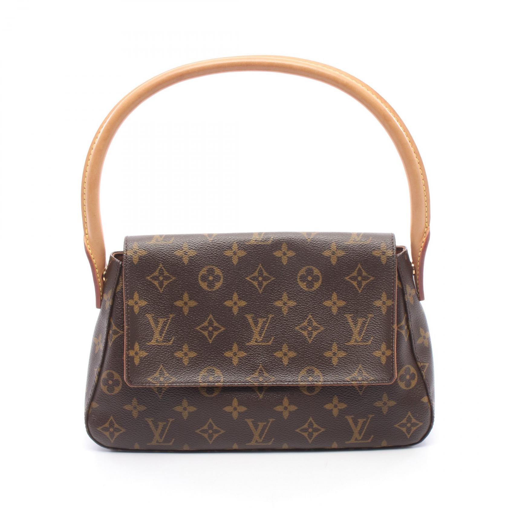 【10%OFFクーポン 7/21 10時～7/26 9:59】ルイ・ヴィトン LOUIS VUITTON ミニルーピング ハンドバッグ バッグ PVCコーティングキャンバス レザー モノグラム ブラウン系 M51147 【中古】｜RECLO（リクロ）店