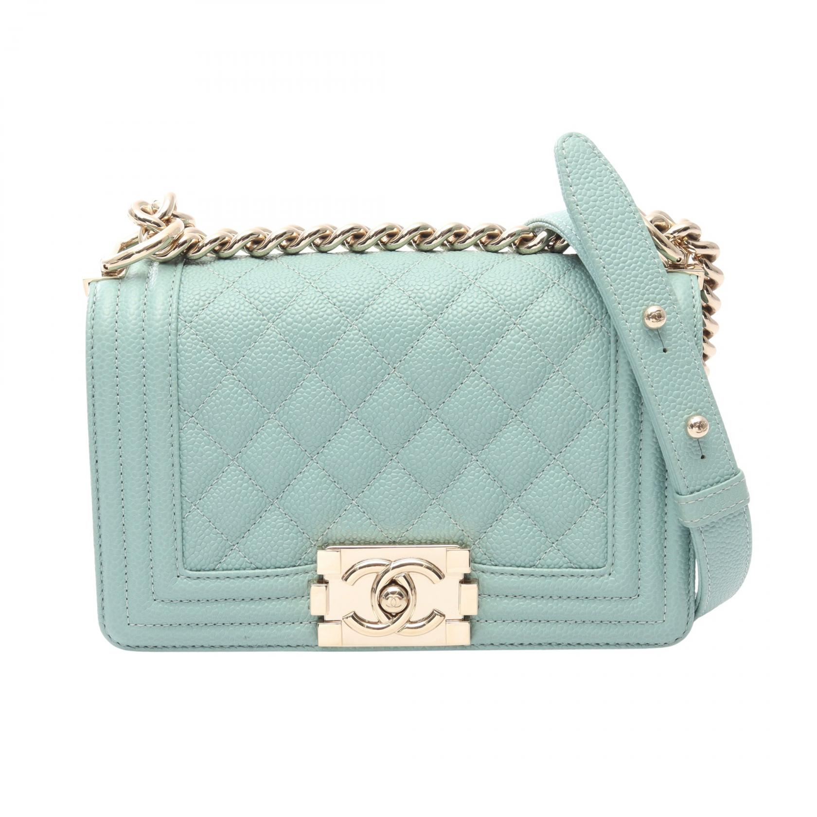 【10%OFFクーポン 7/21 10時～7/26 9:59】シャネル CHANEL ボーイシャネル スモール ショルダーバッグ バッグ キャビアスキン(グレインドカーフ) ブルー系 A67085 【中古】｜RECLO（リクロ）店
