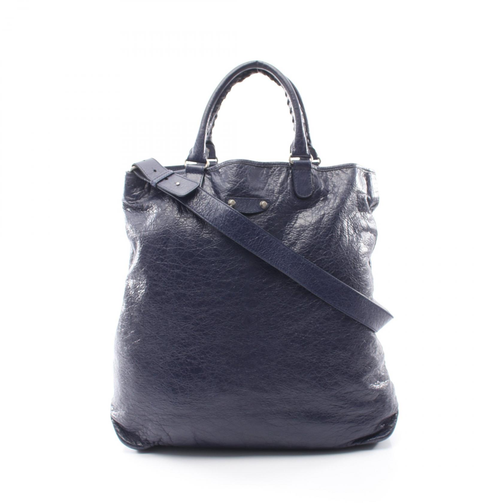 【10%OFFクーポン 7/21 10時～7/26 9:59】バレンシアガ BALENCIAGA 2WAY トートバッグ バッグ レザー ネイビー系 298978 【中古】｜RECLO（リクロ）店