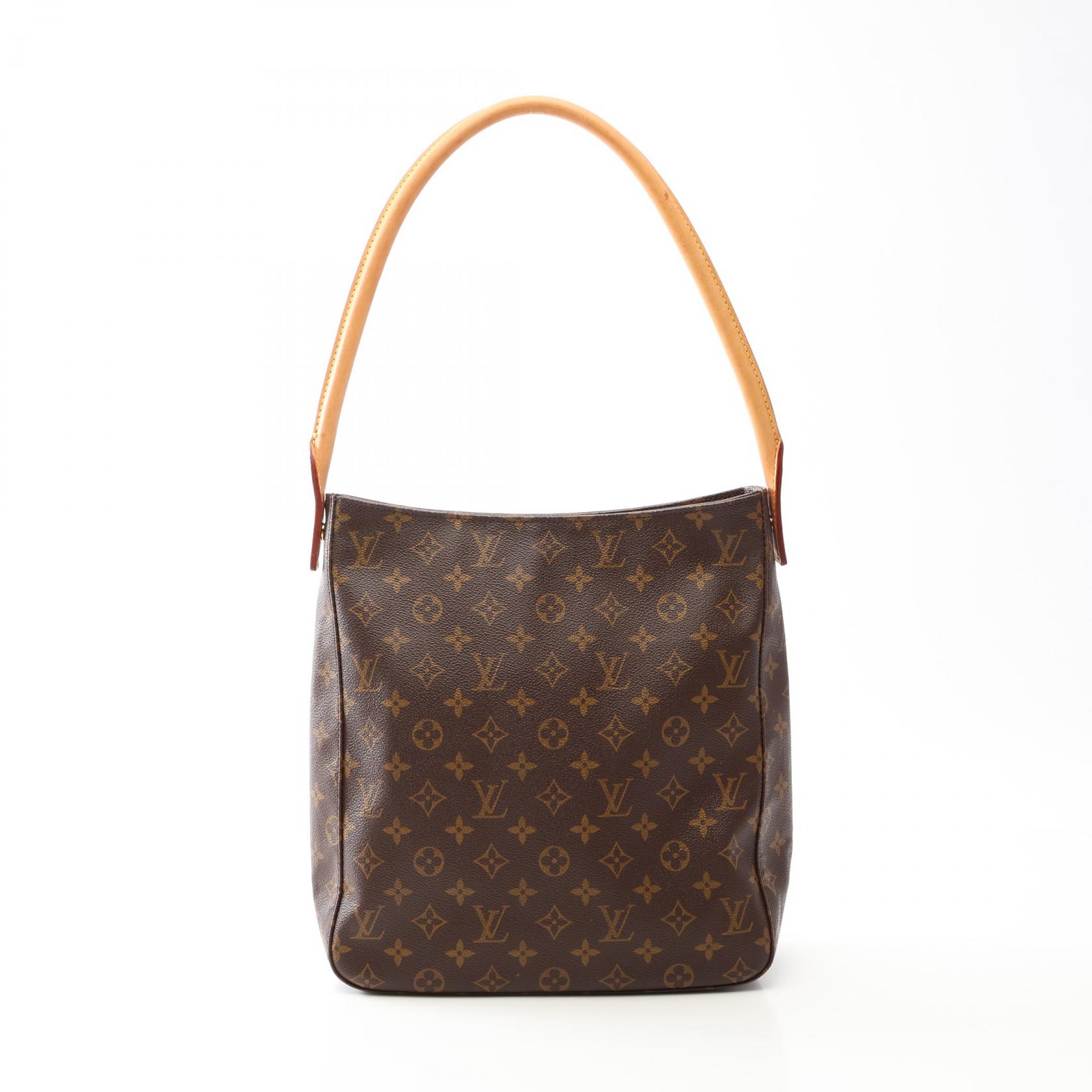 【10%OFFクーポン 7/21 10時～7/26 9:59】ルイ・ヴィトン LOUIS VUITTON ルーピングGM ショルダーバッグ バッグ PVCコーティングキャンバス レザー モノグラム ブラウン系 M51145 【中古】｜RECLO（リクロ）店