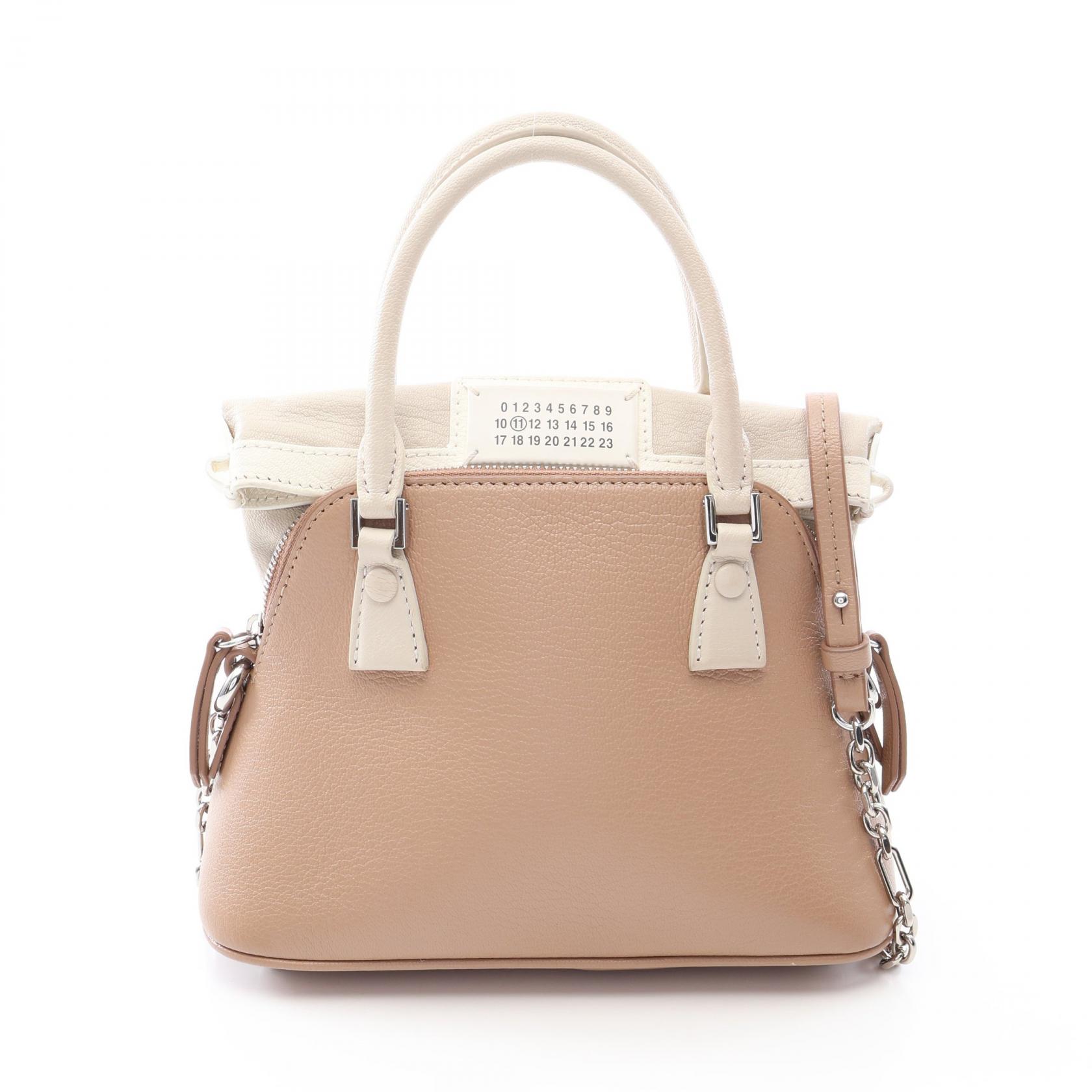 【10%OFFクーポン 7/21 10時～7/26 9:59】メゾンマルジェラ11 Maison Margiela 11 5AC マイクロ 2WAY ハンドバッグ バッグ レザー ピンク系 / アイボリー系 【中古】｜RECLO（リクロ）店