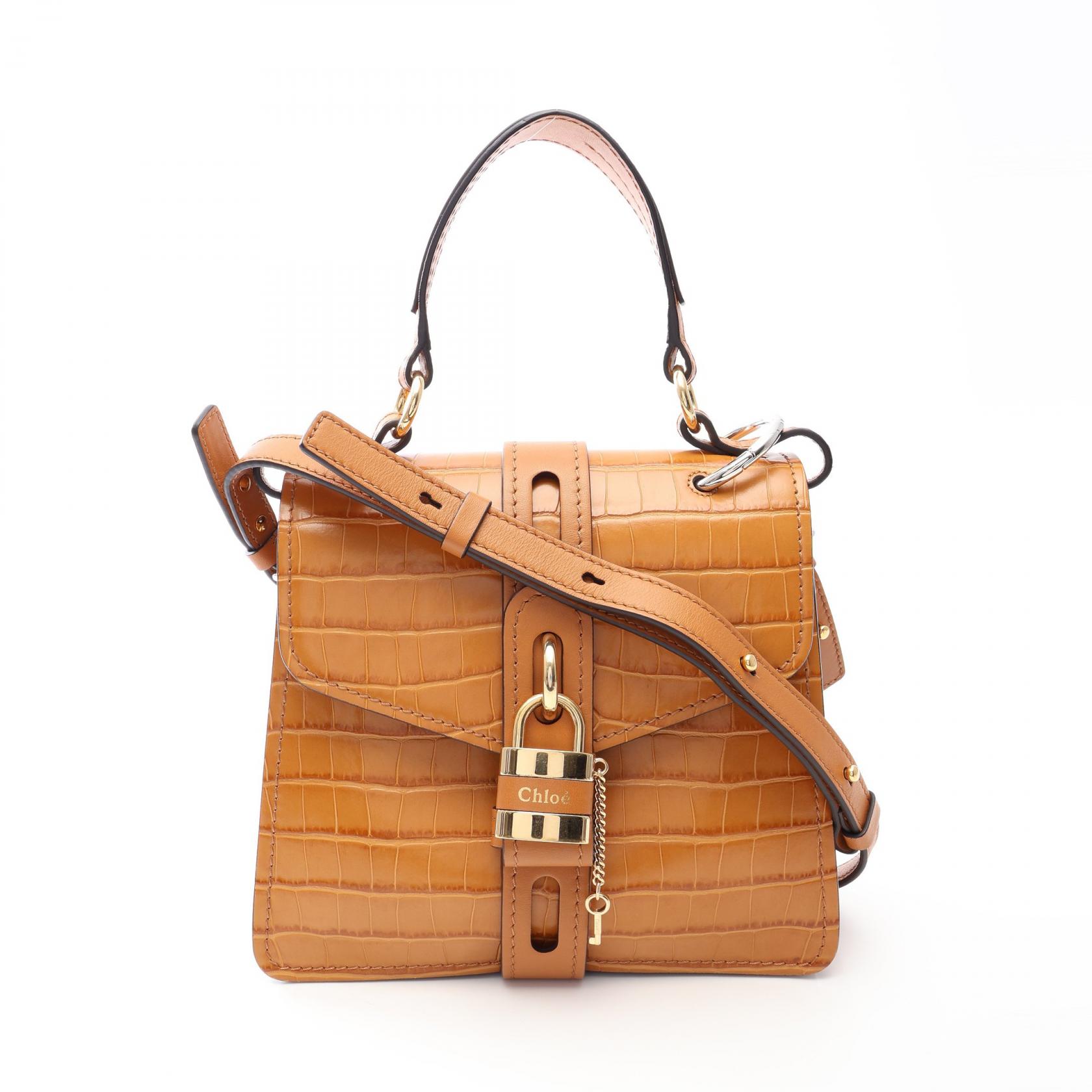 クロエ Chloe ABY アビー クロコ型押し 2WAY ハンドバッグ バッグ レザー ブラウン系 【中古】｜RECLO（リクロ）店
