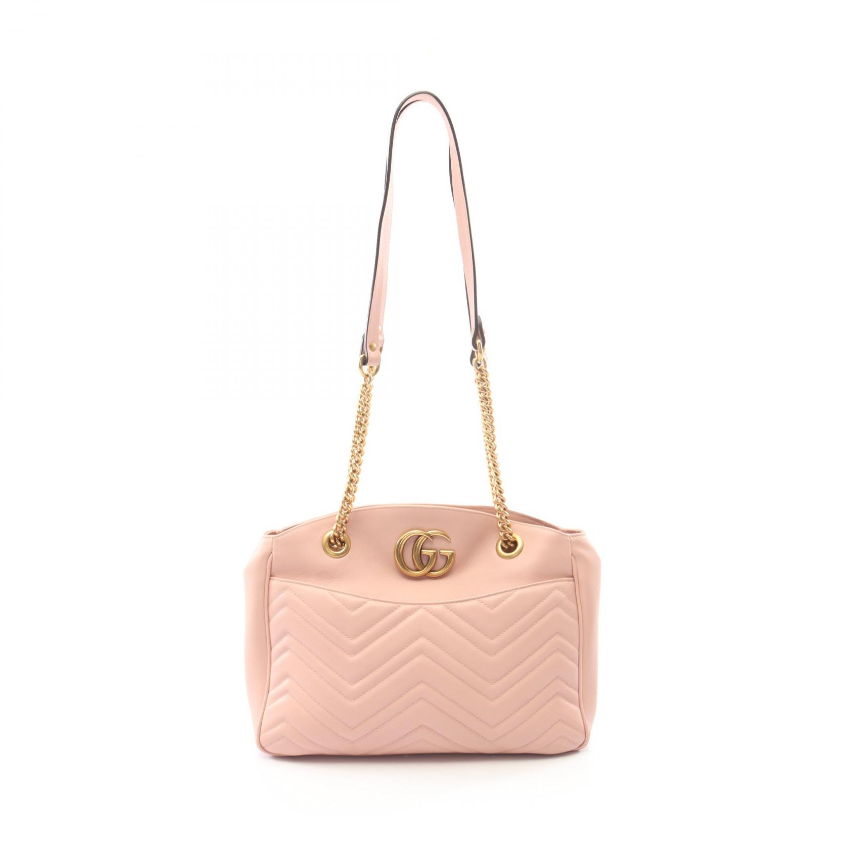 【10%OFFクーポン 7/21 10時~7/26 9:59】グッチ GUCCI GGマーモント ショルダーバッグ バッグ レザー ピンク系 443501 【中古】|RECLO(リクロ)店