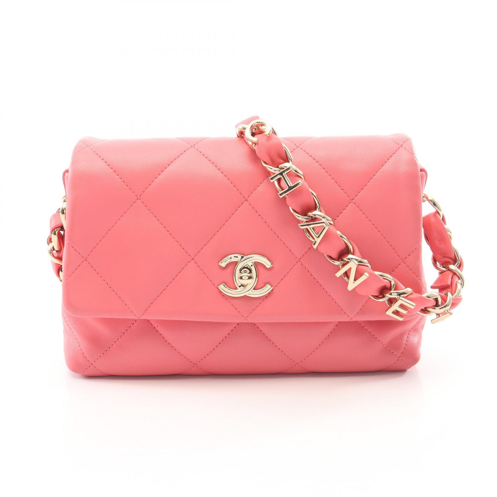 【10%OFFクーポン 7/21 10時～7/26 9:59】シャネル CHANEL マトラッセ CHANELロゴ ショルダーバッグ バッグ ラムスキン（羊革） ピンク系 AS2299 【中古】｜RECLO（リクロ）店