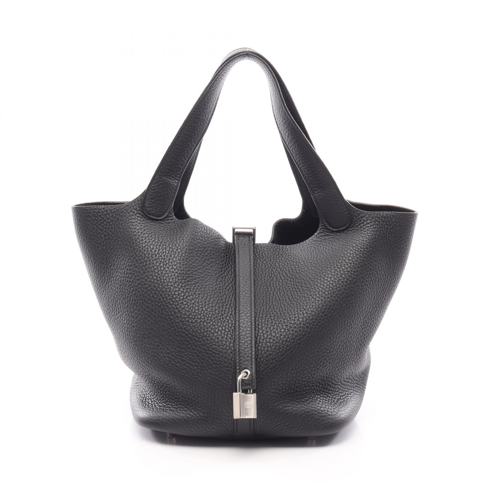 【10%OFFクーポン 7/21 10時～7/26 9:59】エルメス HERMES ピコタンロックMM ハンドバッグ バッグ レザー トリヨンクレマンス トリヨンクレマンス ブラック系 【中古】｜RECLO（リクロ）店