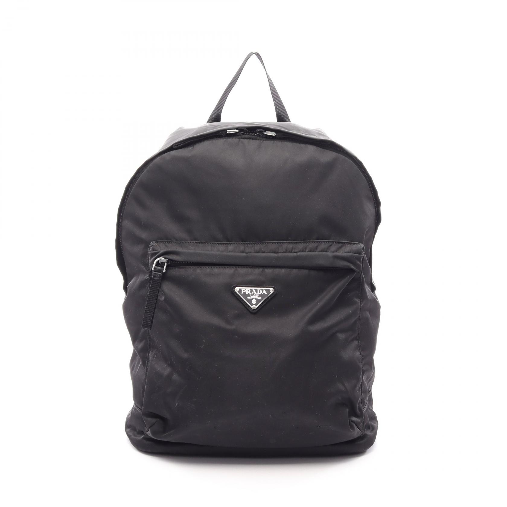 【10%OFFクーポン 7/21 10時~7/26 9:59】プラダ PRADA 三角プレート リュックサック バックパック バッグ ナイロン ブラック系 【中古】|RECLO(リクロ)店