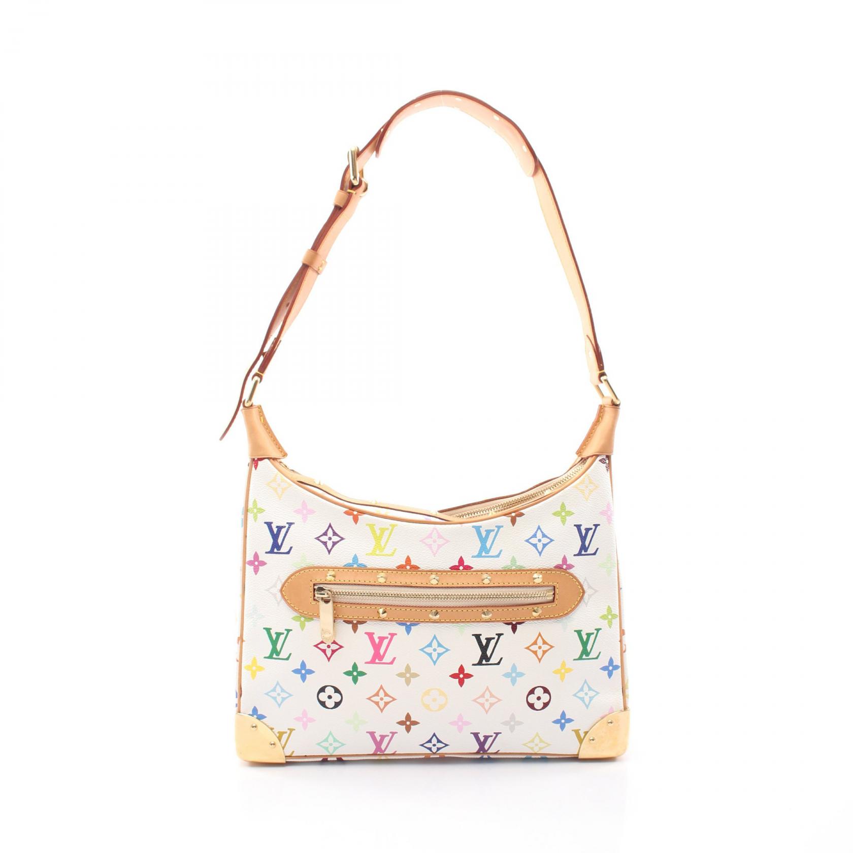 【10%OFFクーポン 7/21 10時～7/26 9:59】ルイ・ヴィトン LOUIS VUITTON ブローニュ モノグラムマルチカラー ブロン ショルダーバッグ バッグ PVCコーティングキャンバス レザー ホワイト系 M92660 【中古】｜RECLO（リクロ）店