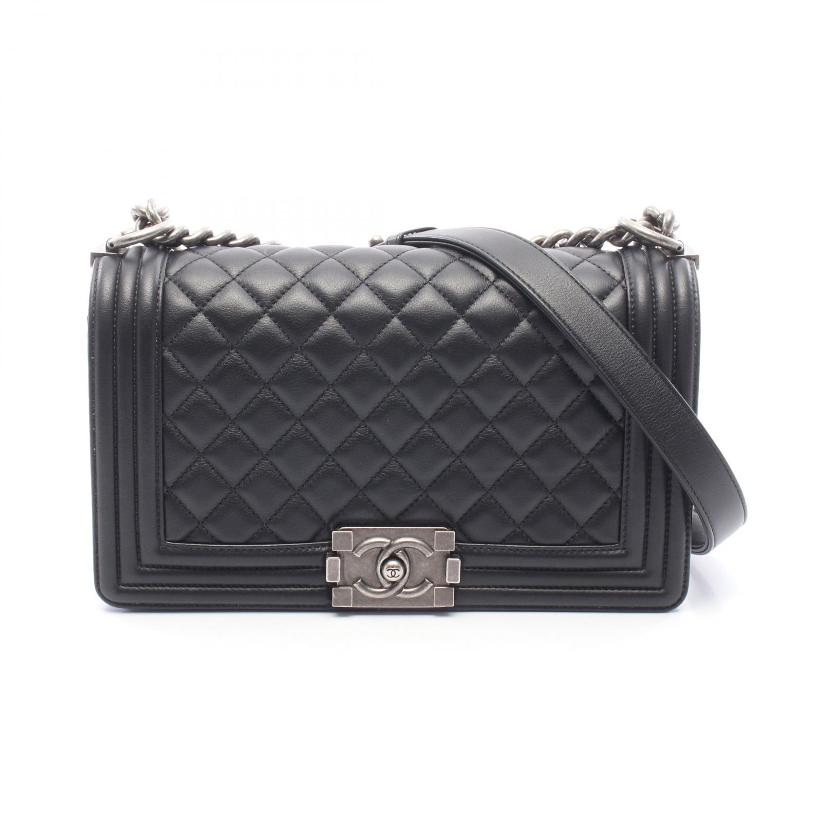 【10%OFFクーポン 7/21 10時~7/26 9:59】シャネル CHANEL ボーイシャネル ショルダーバッグ バッグ ラムスキン(羊革) ブラック系 A67086 【中古】|RECLO(リクロ)店