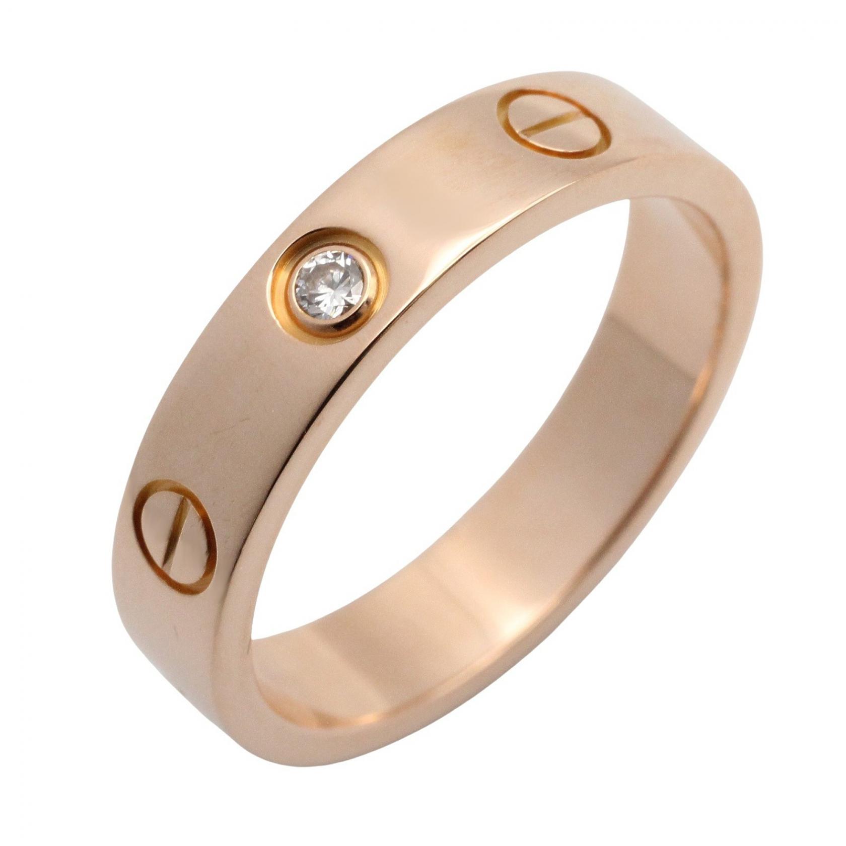 【10%OFFクーポン 7/21 10時～7/26 9:59】カルティエ CARTIER ミニラブリング 1PD リング・指輪 ジュエリー K18PG（ピンクゴールド） ダイヤモンド クリア系 / ゴールド系 B4056100 【中古】｜RECLO（リクロ）店