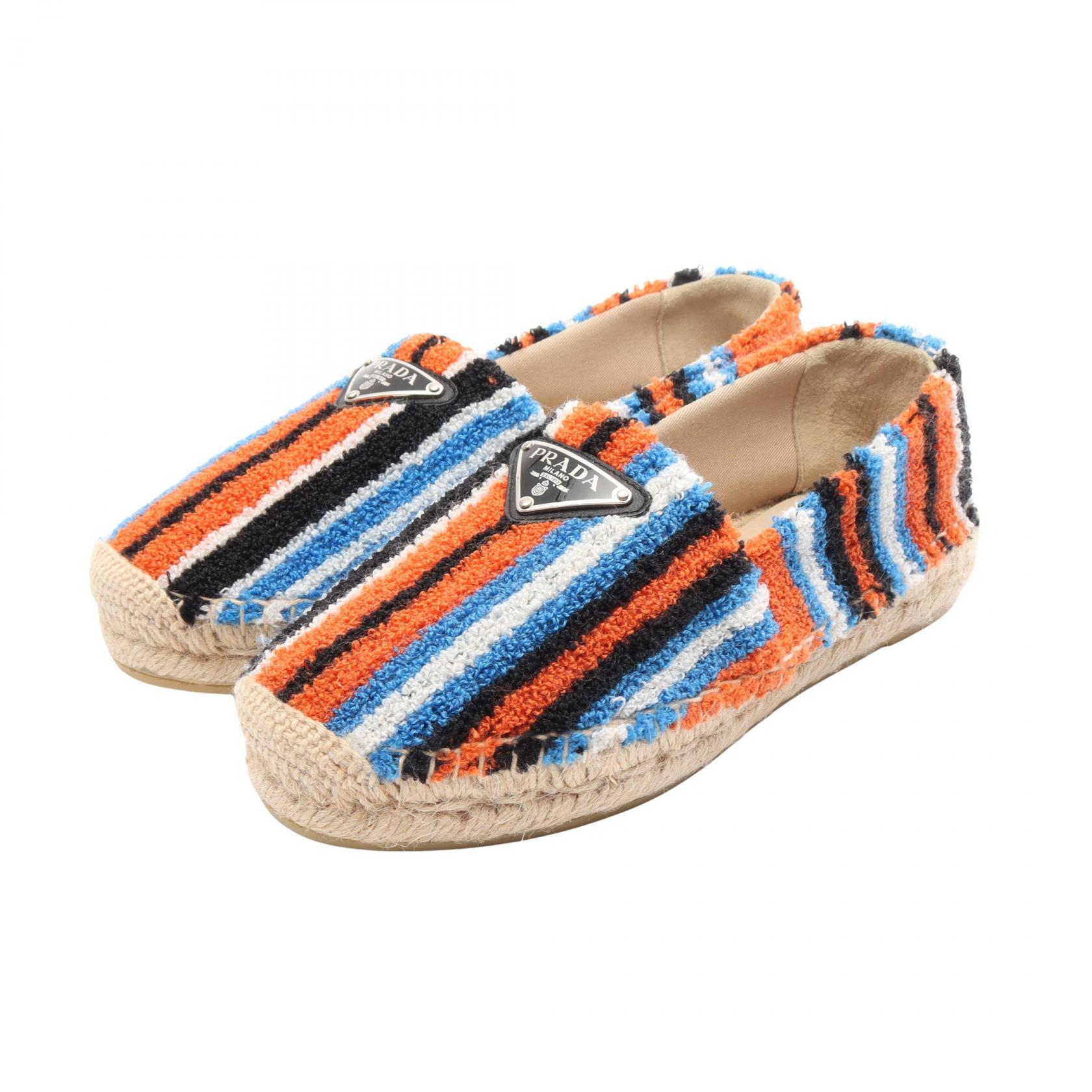 【10%OFFクーポン 7/18 0時～7/21 9:59】プラダ PRADA 22SS テリークロス エスパドリーユ スリッポン 靴 パイル マルチカラー 【中古】｜RECLO（リクロ）店