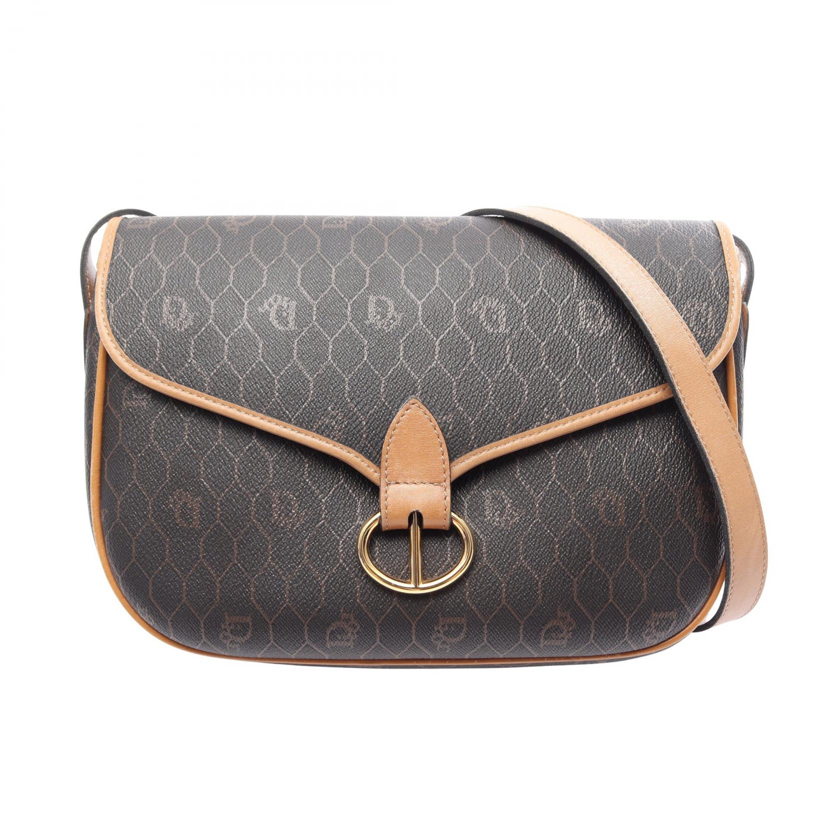 【10%OFFクーポン 7/21 10時～7/26 9:59】クリスチャンディオール Christian Dior ハニカム ショルダー ショルダーバッグ バッグ PVCコーティングキャンバス レザー ブラック系 / ブラウン系 【中古】｜RECLO（リクロ）店