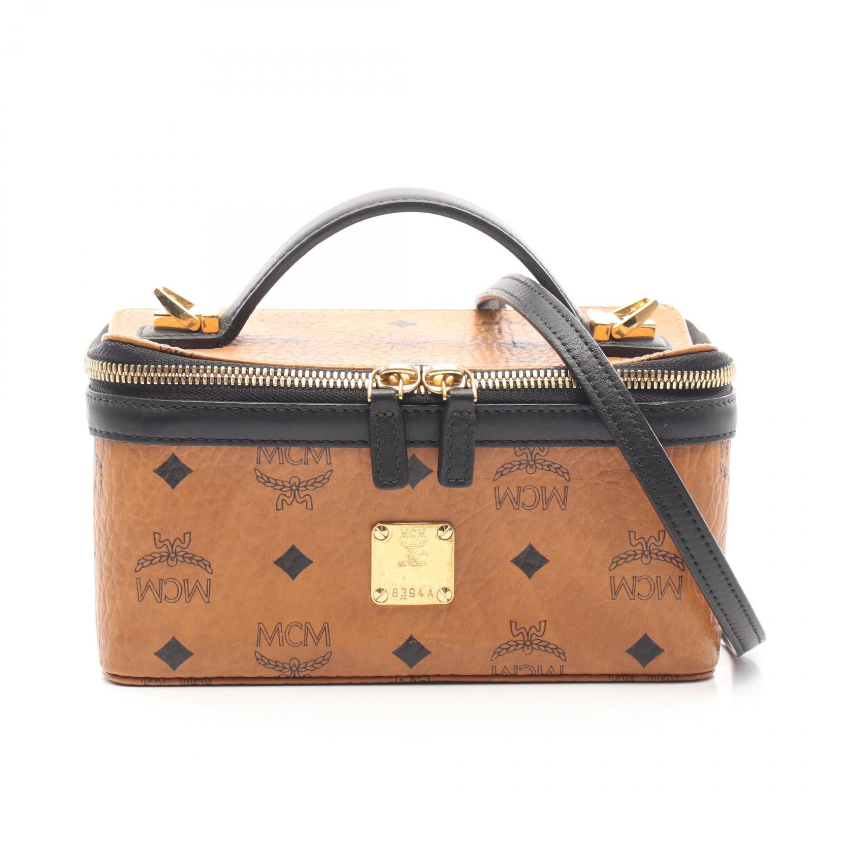 【10%OFFクーポン 7/21 10時～7/26 9:59】エム・シー・エム MCM ヴィセトス 2WAY ハンドバッグ バッグ PVCコーティングキャンバス レザー ブラウン系 / ブラック系 【中古】｜RECLO（リクロ）店