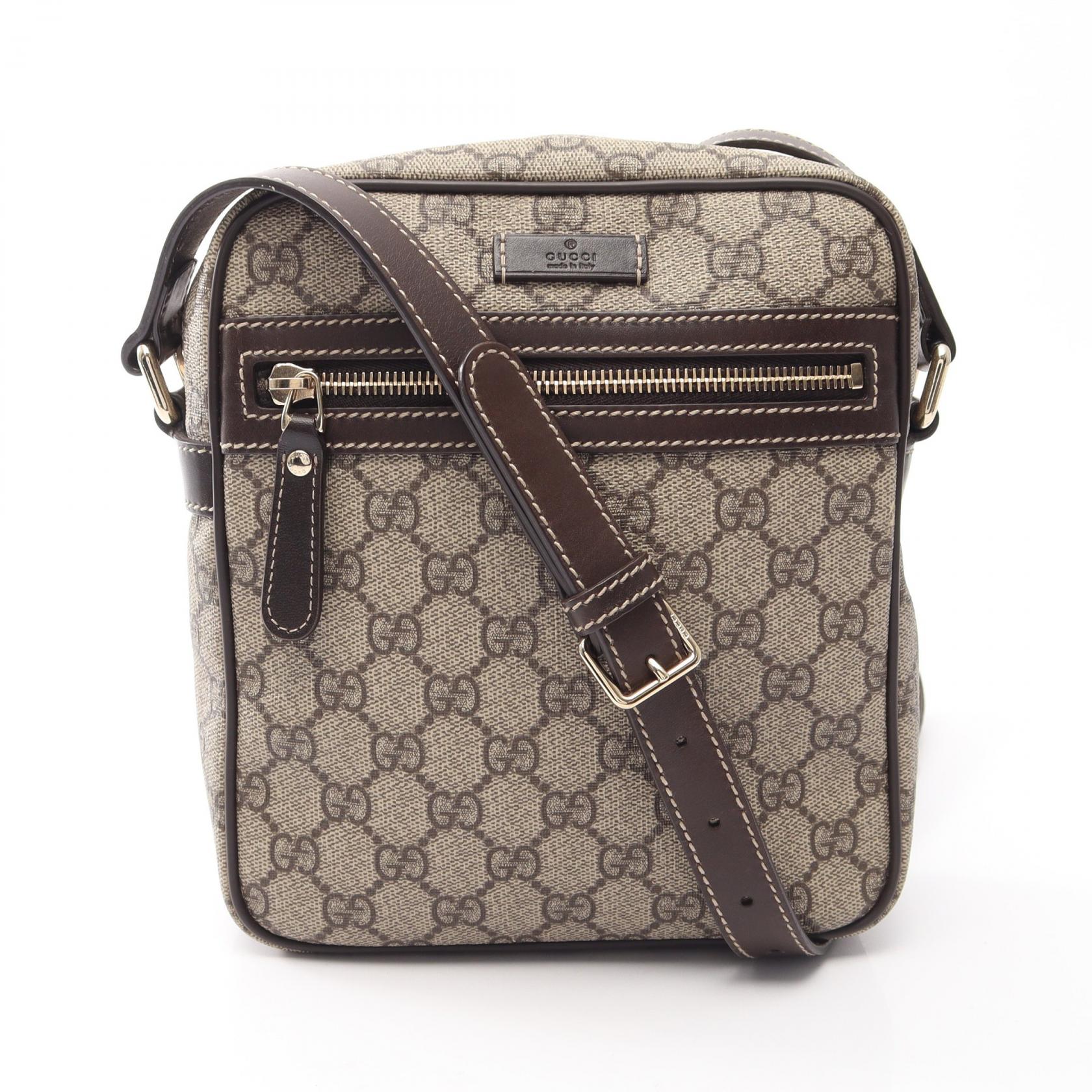【10%OFFクーポン 7/21 10時～7/26 9:59】グッチ GUCCI GGスプリーム ショルダーバッグ バッグ PVCコーティングキャンバス レザー ベージュ系 / ブラウン系 233268 【中古】｜RECLO（リクロ）店