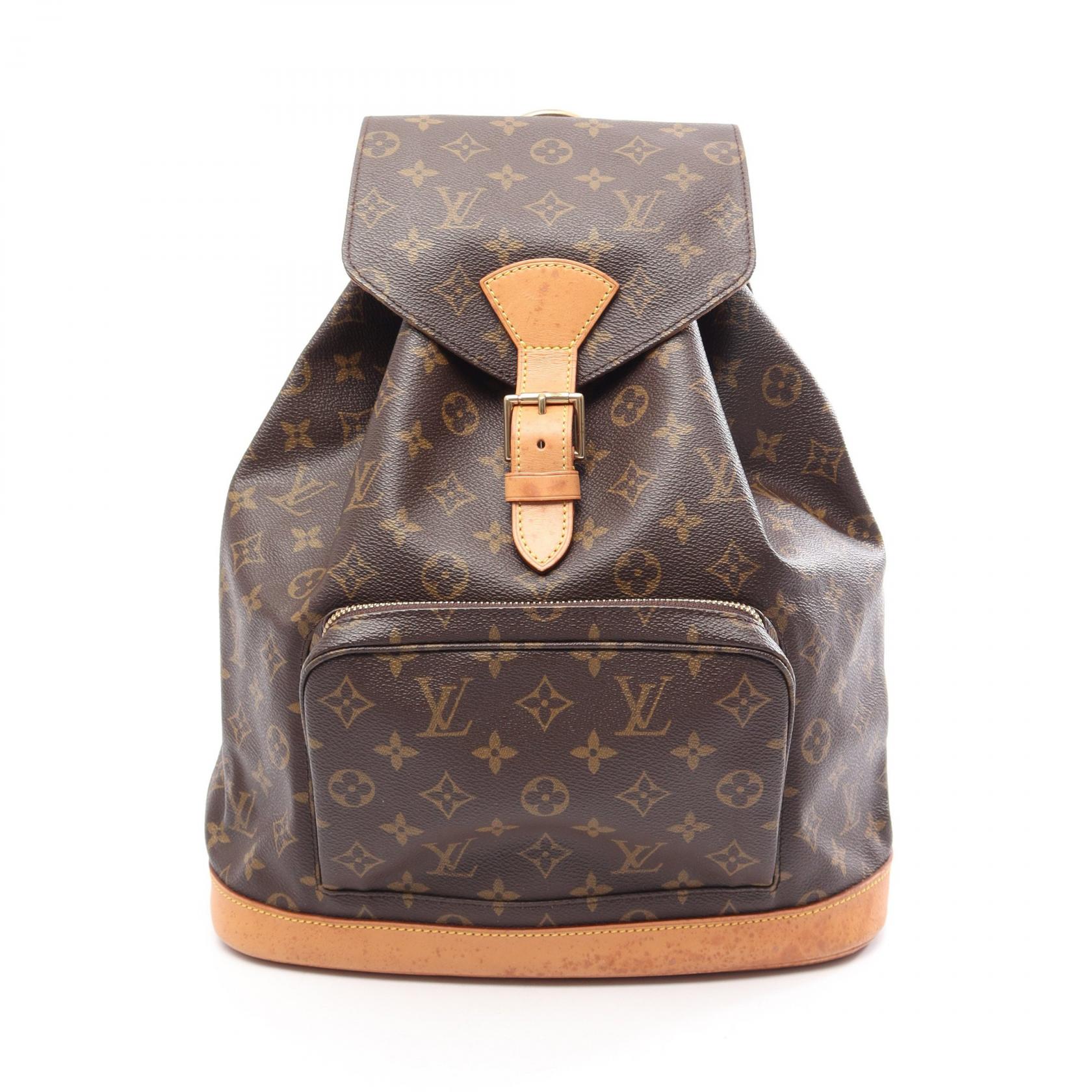 【10%OFFクーポン 7/21 10時～7/26 9:59】ルイ・ヴィトン LOUIS VUITTON モンスリGM リュックサック バックパック バッグ PVCコーティングキャンバス レザー モノグラム ブラウン系 M51135 【中古】｜RECLO（リクロ）店