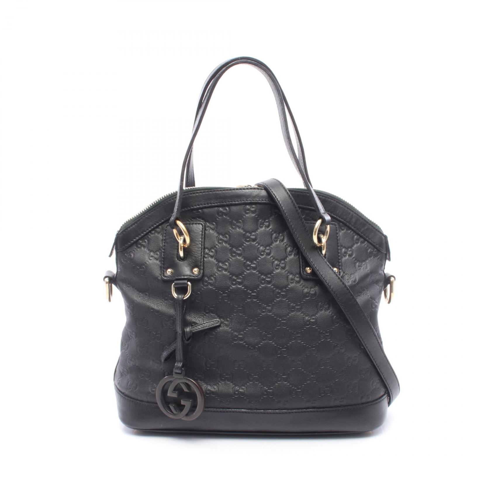 【10%OFFクーポン 7/21 10時~7/26 9:59】グッチ GUCCI グッチシマ 2WAY ハンドバッグ バッグ レザー ブラック系 247279 【中古】|RECLO(リクロ)店