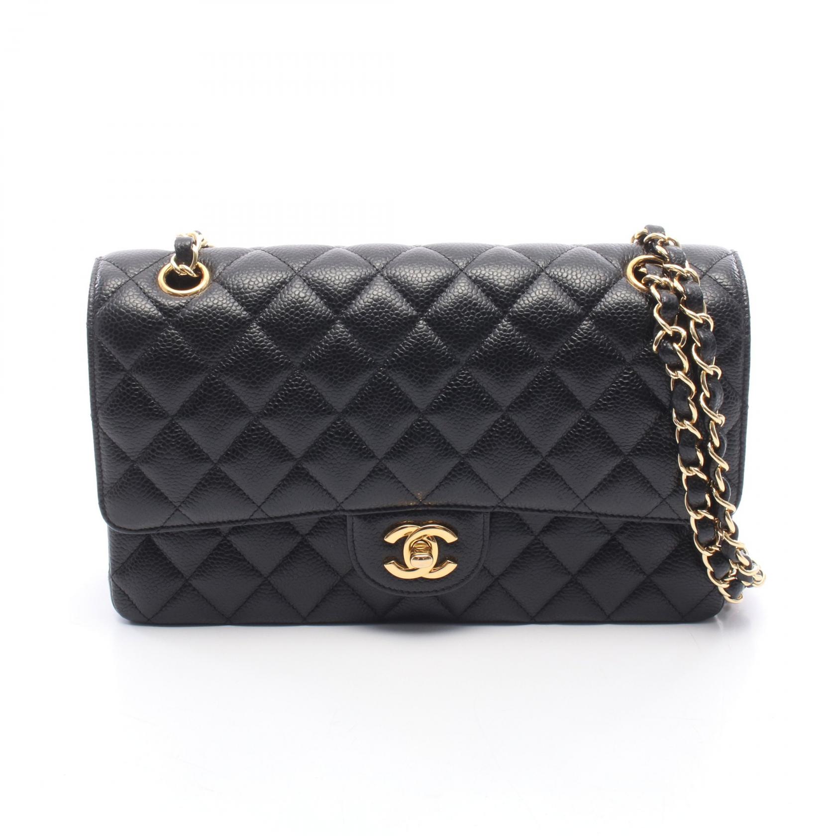 【10%OFFクーポン 7/21 10時～7/26 9:59】シャネル CHANEL マトラッセ Wフラップ ショルダーバッグ バッグ キャビアスキン(グレインドカーフ) ブラック系 A01112 【中古】｜RECLO（リクロ）店