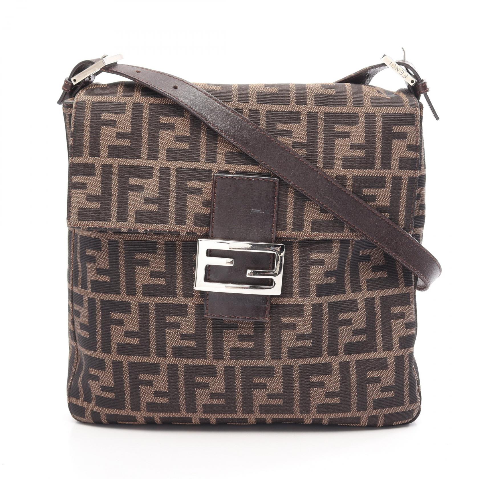 【10%OFFクーポン 7/21 10時～7/26 9:59】フェンディ FENDI ズッカ ショルダーバッグ バッグ キャンバス レザー ブラウン系 / ブラック系 【中古】｜RECLO（リクロ）店