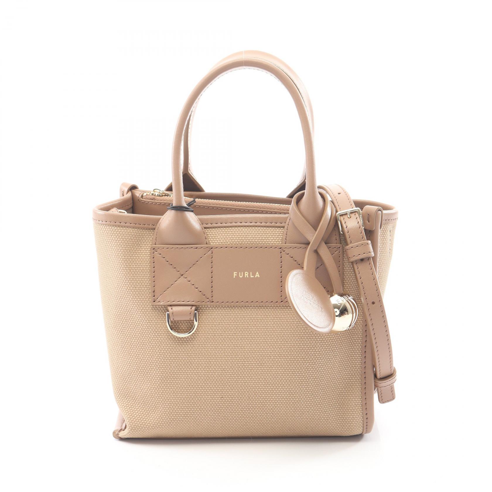 【10%OFFクーポン 7/21 10時～7/26 9:59】フルラ Furla DIVIDE IT MINI ディバイデッド ミニ 2WAY ハンドバッグ バッグ キャンバス レザー ベージュ系 WB02068BX20934947S 【新品】｜RECLO（リクロ）店