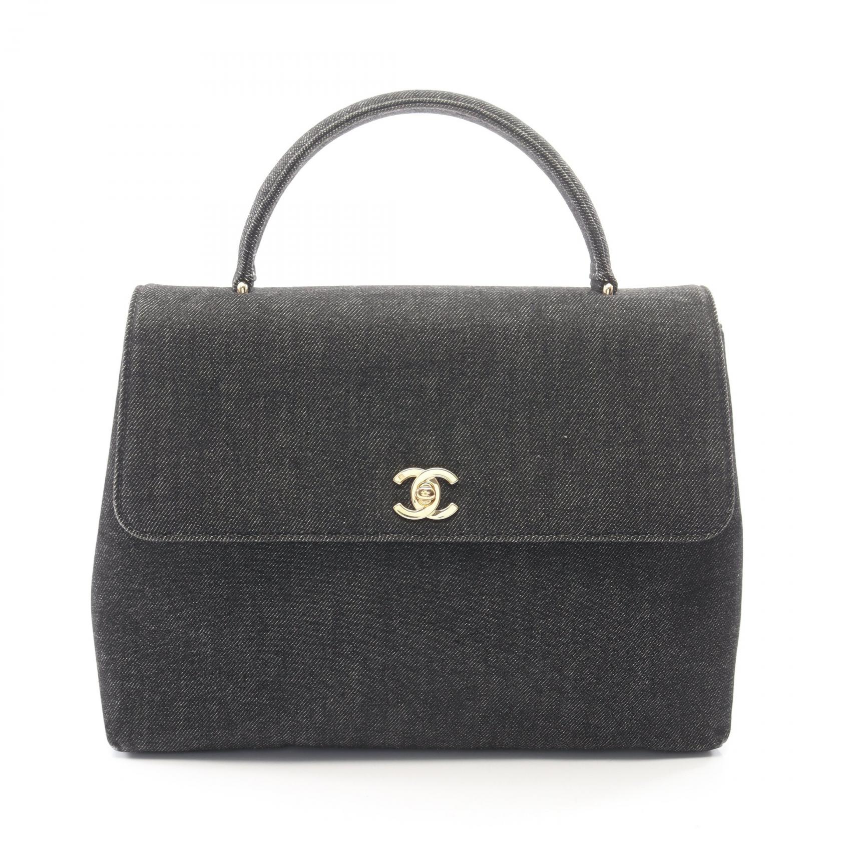 【10%OFFクーポン 7/21 10時~7/26 9:59】シャネル CHANEL ココマーク ハンドバッグ バッグ デニム ブラック系 【中古】|RECLO(リクロ)店