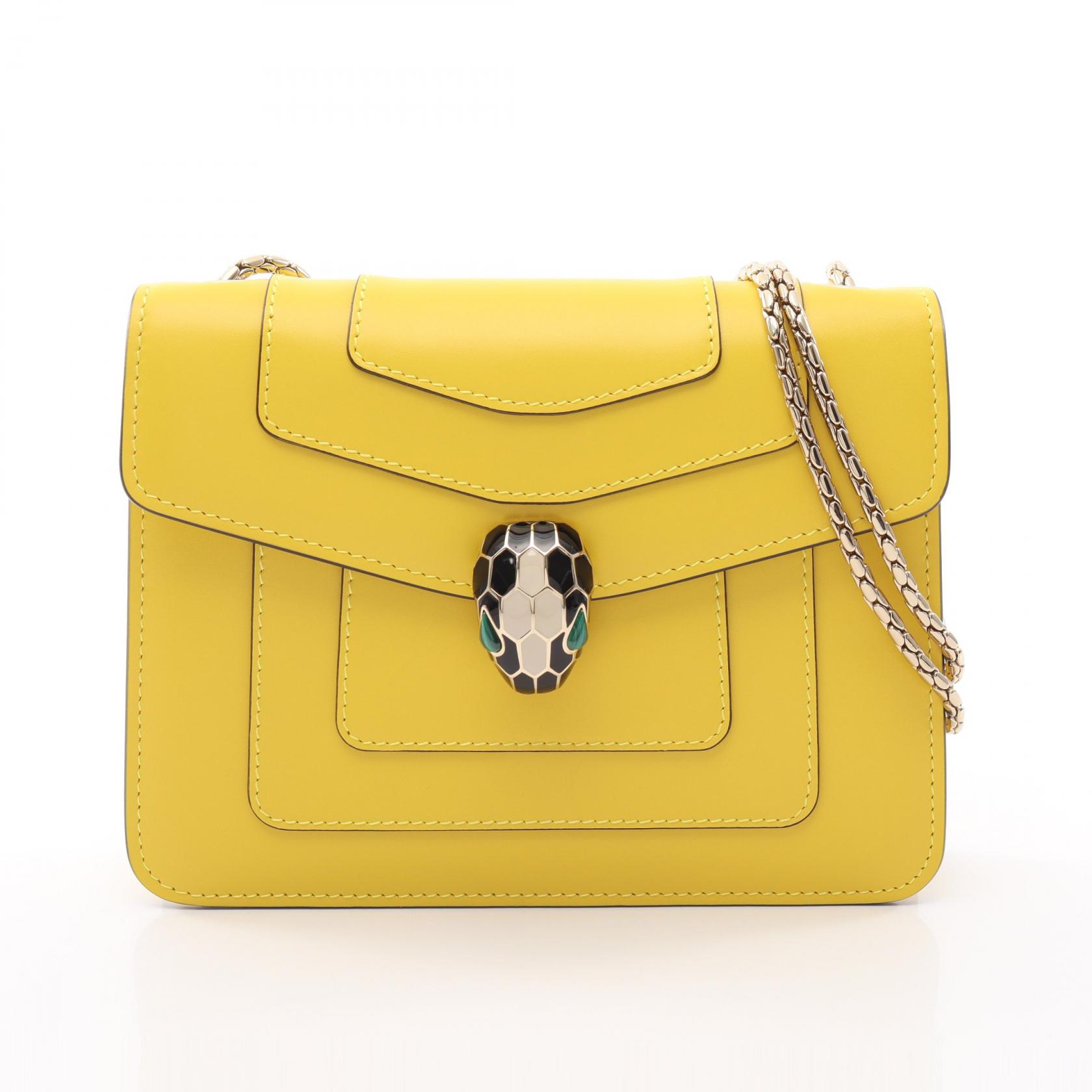 【10%OFFクーポン 7/21 10時~7/26 9:59】ブルガリ BVLGARI セルペンティ フォーエバー スモール ショルダーバッグ バッグ レザー イエロー系 【中古】|RECLO(リクロ)店