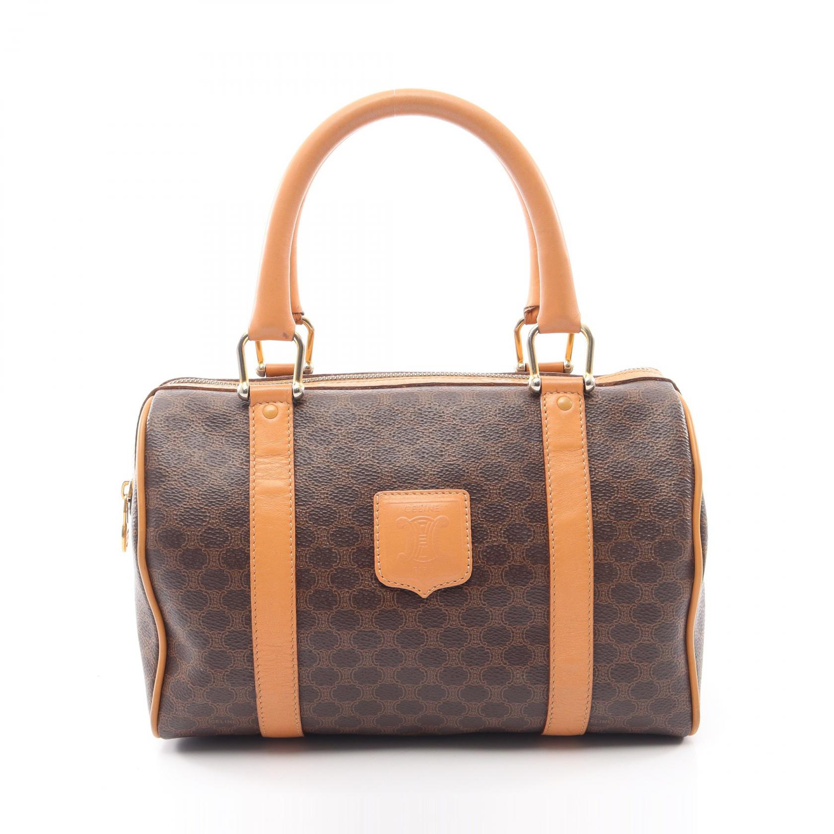 【10%OFFクーポン 7/21 10時~7/26 9:59】セリーヌ CELINE マカダム ボストンバッグ ハンドバッグ バッグ PVCコーティングキャンバス レザー ブラウン系 【中古】|RECLO(リクロ)店