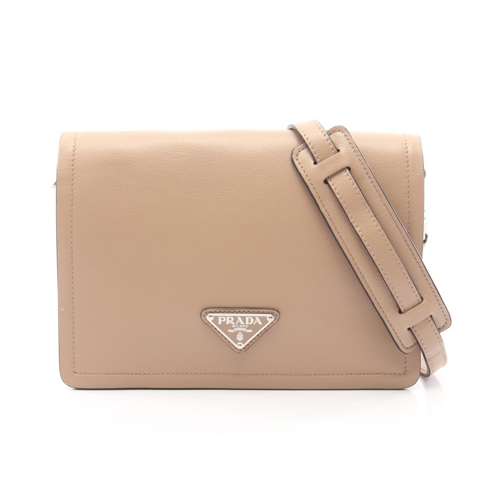 【10%OFFクーポン 7/21 10時～7/26 9:59】プラダ PRADA GLACE'CALF ショルダーバッグ バッグ レザー ベージュ系 1BD296 【中古】｜RECLO（リクロ）店