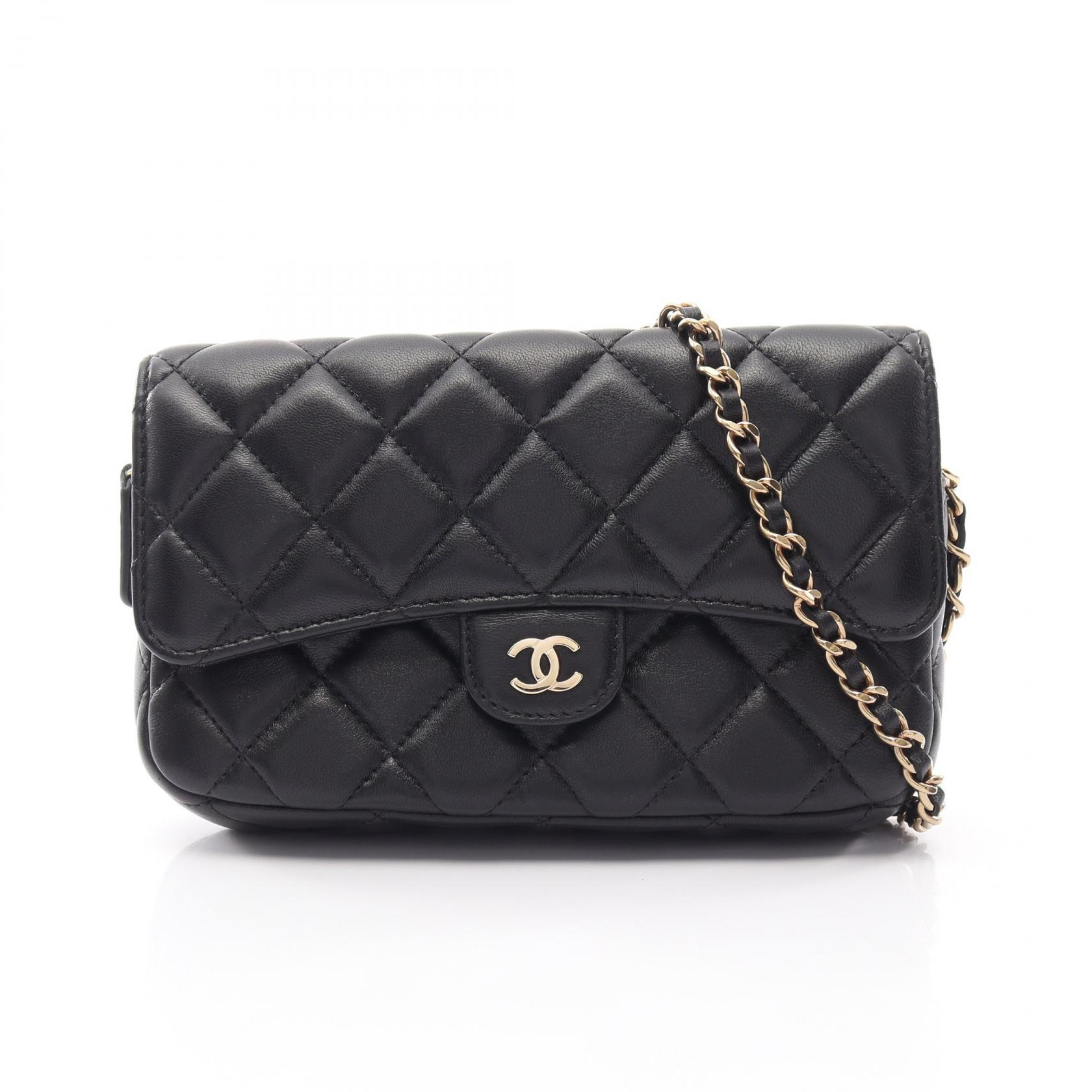 シャネル CHANEL マトラッセ チェーンフォンケースウォレット ショルダーバッグ バッグ ラムスキン（羊革） ブラック系 AP2096 【中古】｜RECLO（リクロ）店