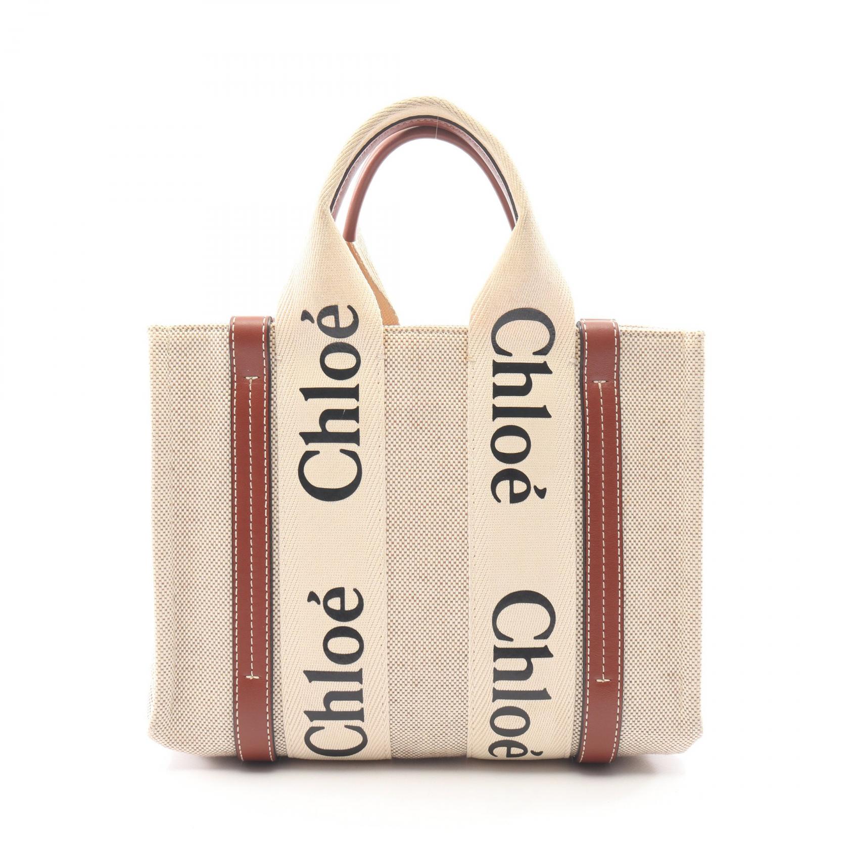 【10%OFFクーポン 7/21 10時～7/26 9:59】クロエ Chloe WOODY ウッディ スモール ハンドバッグ バッグ キャンバス レザー ベージュ系 / ブラウン系 【中古】｜RECLO（リクロ）店