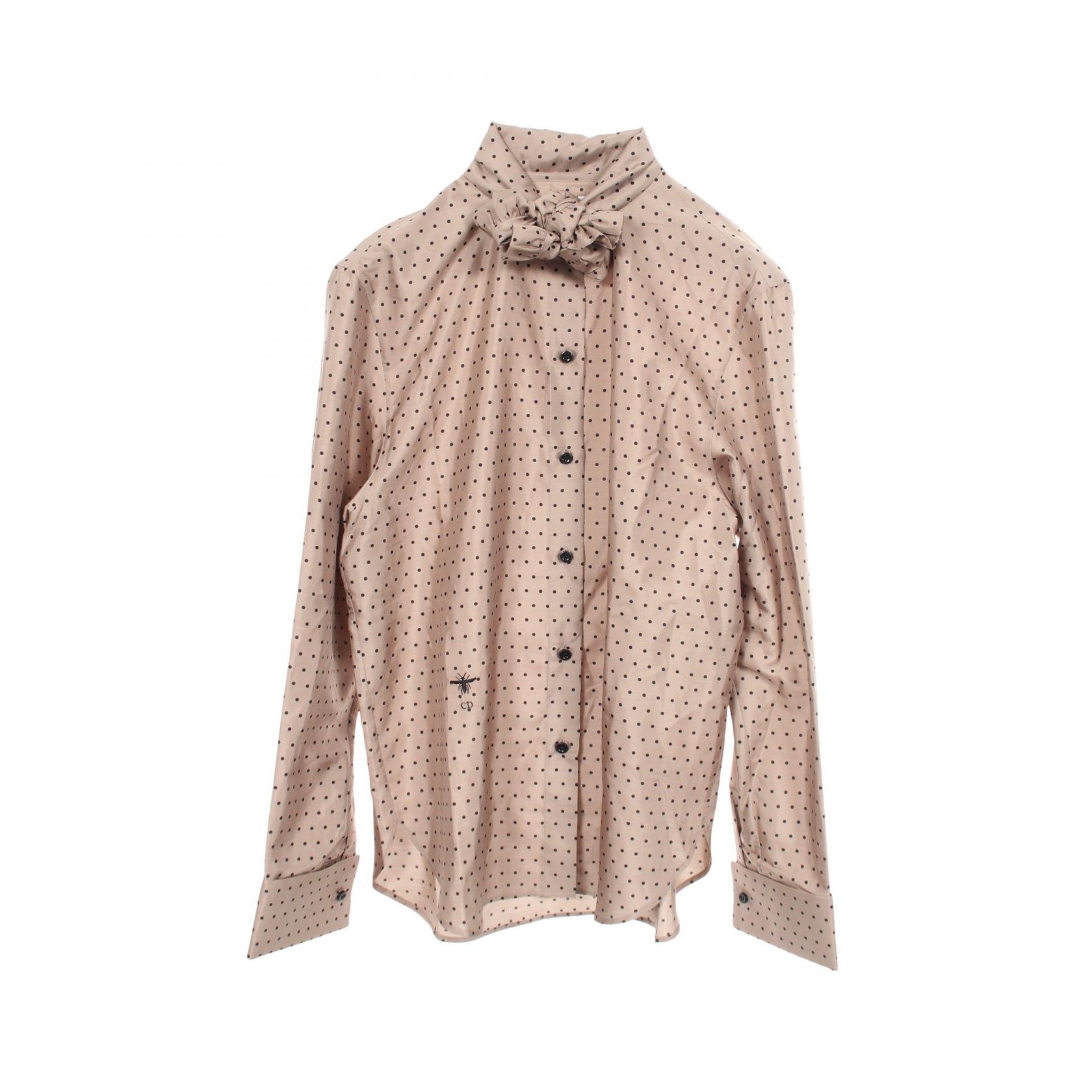 ディオール Dior ボウタイ フリル ドット 長袖 ブラウス 衣料品 トップス シルク グレー系 311B05A6131 【中古】｜RECLO（リクロ）店