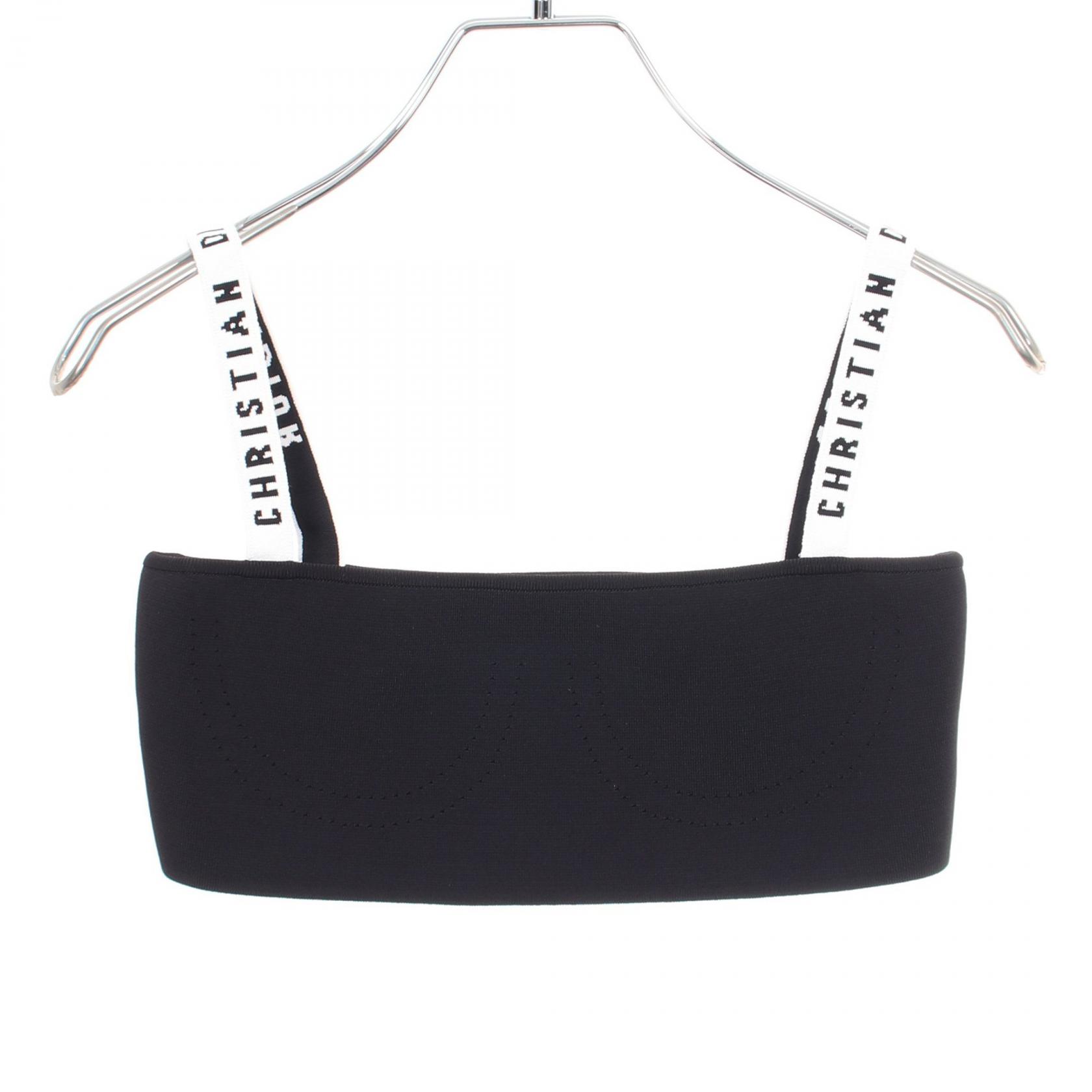 【10%OFFクーポン 7/21 10時～7/26 9:59】ディオール Dior ロゴ ニット ベアトップ チューブトップ 衣料品 トップス レーヨン ブラック系 / ホワイト系 【中古】｜RECLO（リクロ）店
