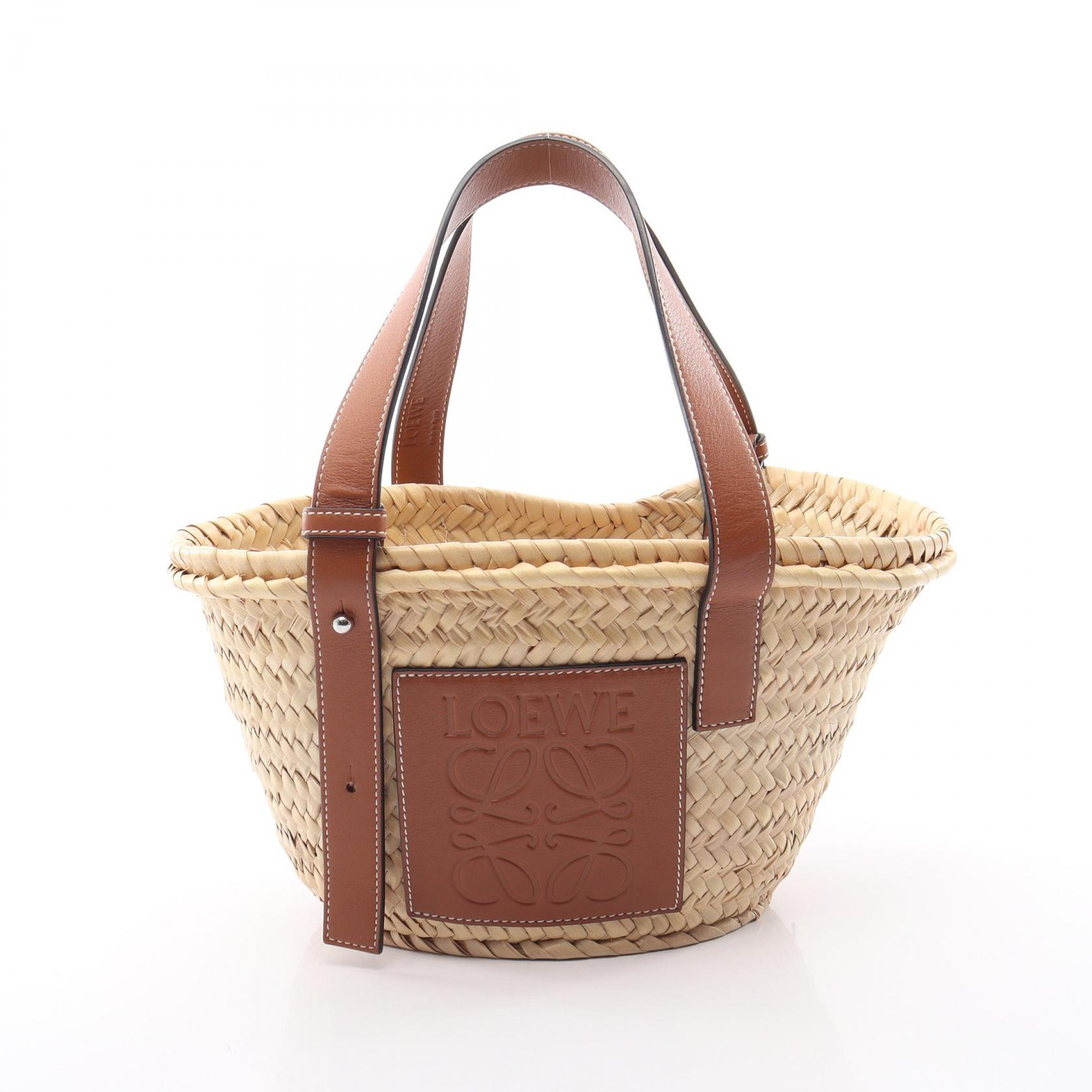 【全品ポイント11倍｜7/30 0:00-23:59】ロエベ LOEWE バスケットバッグ スモール ハンドバッグ バッグ レザー ラフィア ブラウン系 / ベージュ系 【中古】｜RECLO（リクロ）店
