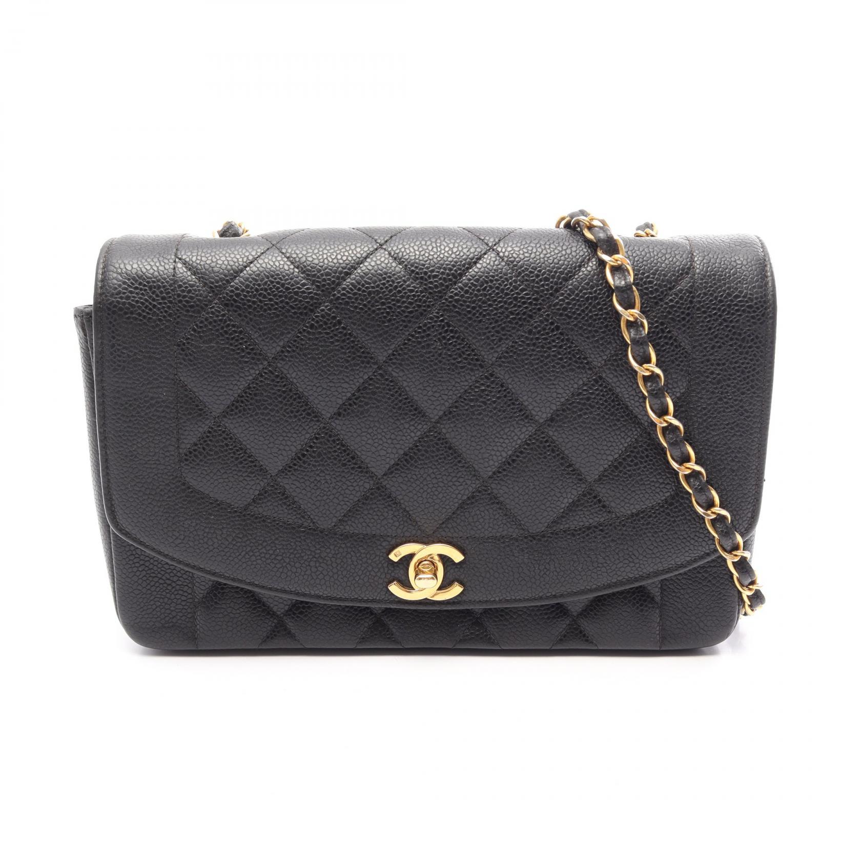 【10%OFFクーポン 7/21 10時~7/26 9:59】シャネル CHANEL マトラッセ ダイアナフラップ ショルダーバッグ バッグ キャビアスキン(グレインドカーフ) ブラック系 A01165 【中古】|RECLO(リクロ)店