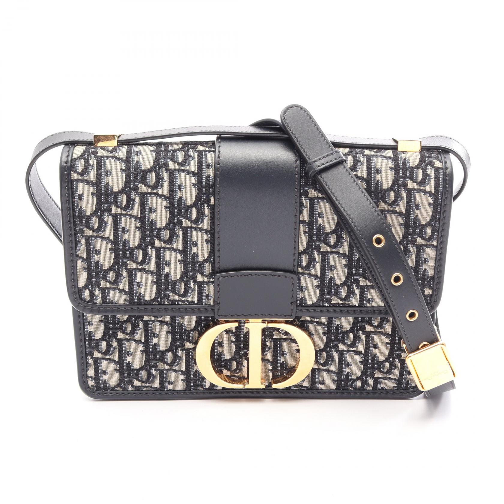 【10%OFFクーポン 7/21 10時～7/26 9:59】ディオール Dior 30 MONTAIGNE モンテーニュ オブリーク ショルダーバッグ バッグ キャンバス レザー ベージュ系 / ネイビー系 M9203UMOS 【中古】｜RECLO（リクロ）店