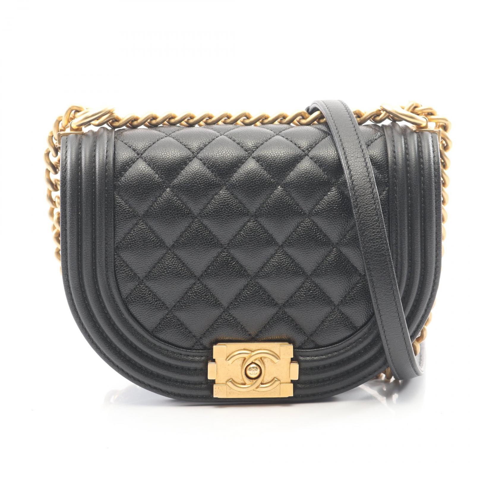 【10%OFFクーポン 7/21 10時～7/26 9:59】シャネル CHANEL ボーイシャネル スモール ショルダーバッグ バッグ キャビアスキン(グレインドカーフ) ブラック系 AS3350 【中古】｜RECLO（リクロ）店