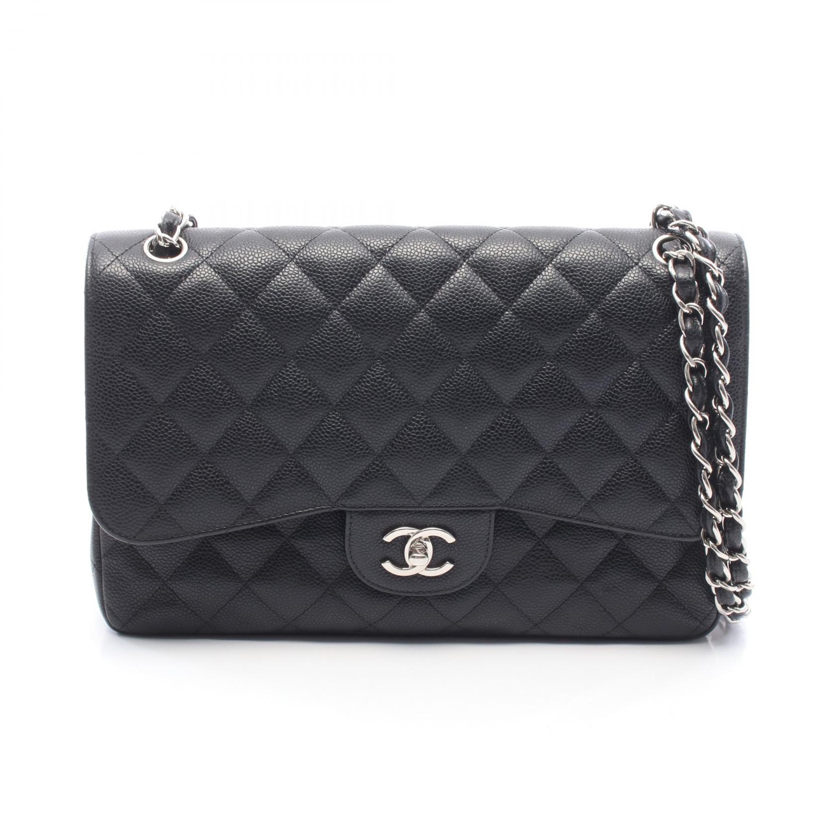 【10%OFFクーポン 7/21 10時～7/26 9:59】シャネル CHANEL デカマトラッセ30 クラシック ラージ Wフラップ ショルダーバッグ バッグ キャビアスキン(グレインドカーフ) ブラック系 【中古】｜RECLO（リクロ）店