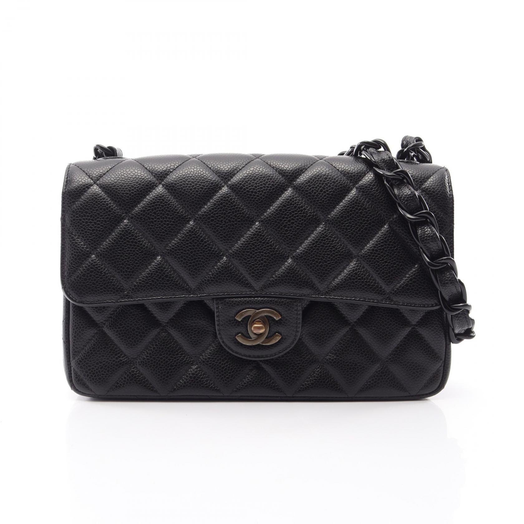 【10%OFFクーポン 7/21 10時～7/26 9:59】シャネル CHANEL マトラッセ シングルフラップ プラチェーン ショルダーバッグ バッグ キャビアスキン(グレインドカーフ) ブラック系 【中古】｜RECLO（リクロ）店