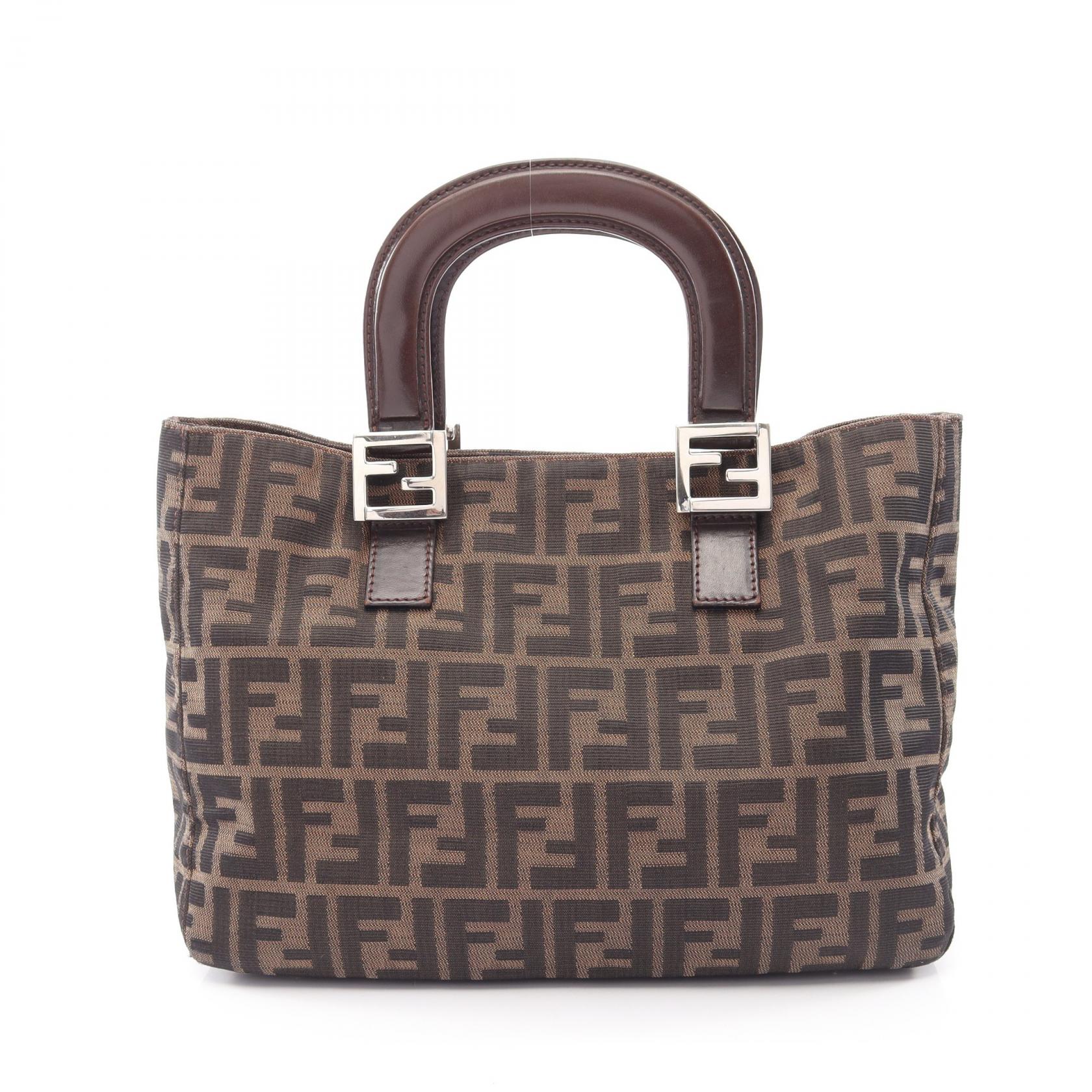 【10%OFFクーポン 7/21 10時～7/26 9:59】フェンディ FENDI ズッカ ハンドバッグ バッグ レザー ナイロンキャンバス ベージュ系 / ブラック系 / ブラウン系 【中古】｜RECLO（リクロ）店