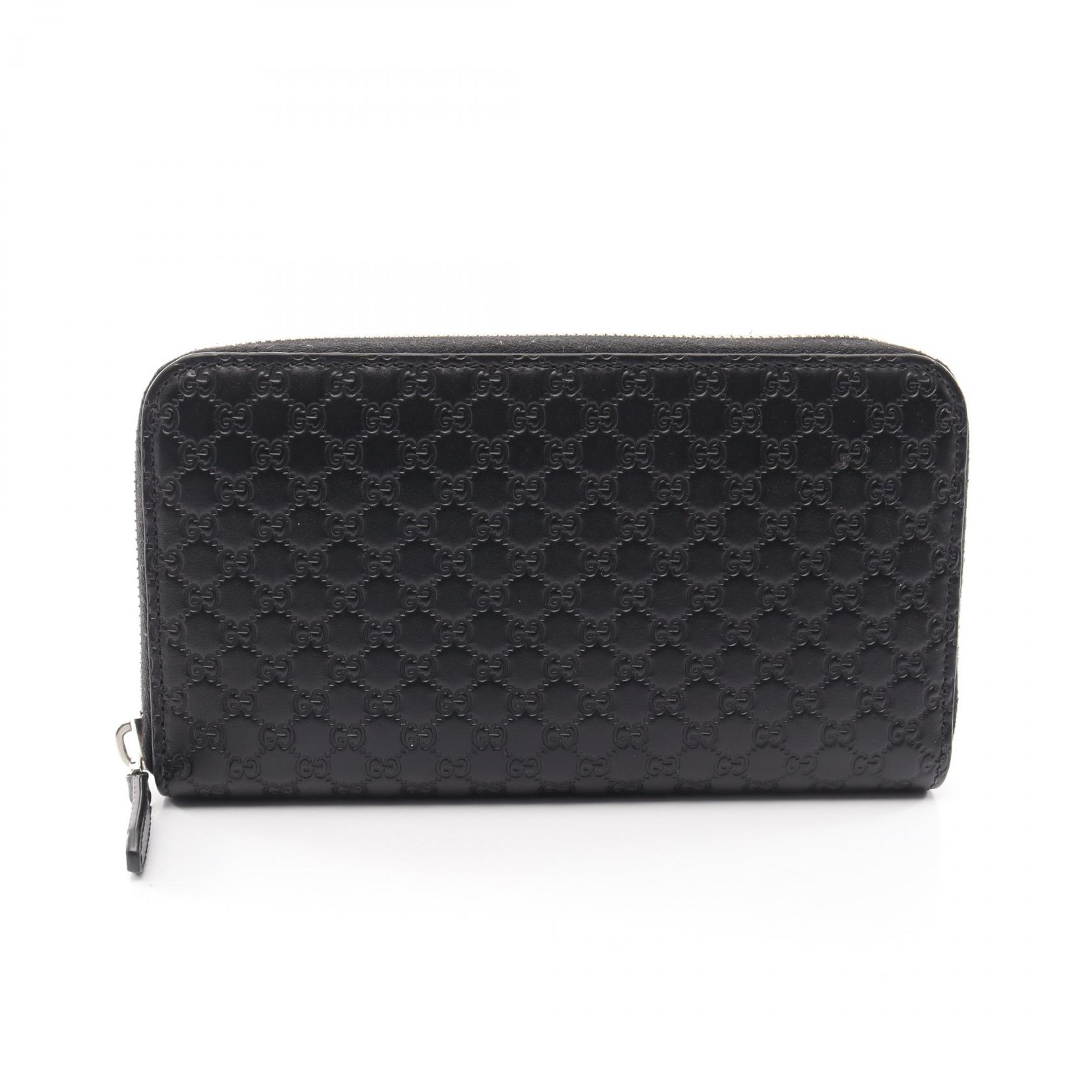【10%OFFクーポン 7/21 10時～7/26 9:59】グッチ GUCCI マイクログッチシマ ラウンド長財布 財布 レザー ブラック系 544473 【中古】｜RECLO（リクロ）店 42,900円