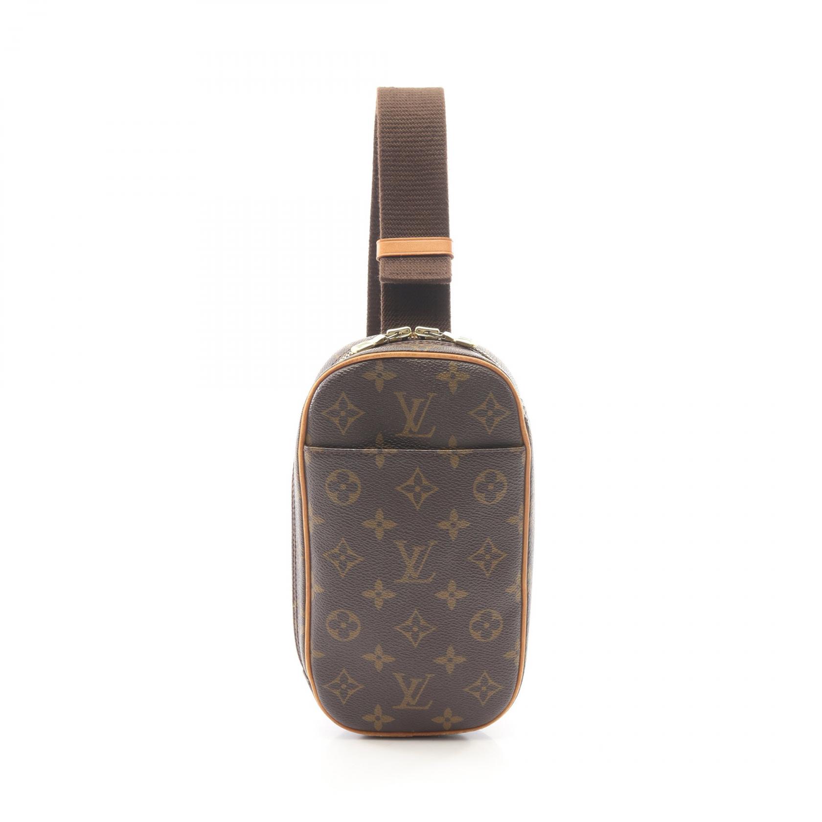 【10%OFFクーポン 7/21 10時～7/26 9:59】ルイ・ヴィトン LOUIS VUITTON ポシェットガンジュ モノグラム ウエストバッグ ボディバッグ バッグ PVCコーティングキャンバス レザー ブラウン系 M51870 【中古】｜RECLO（リクロ）店
