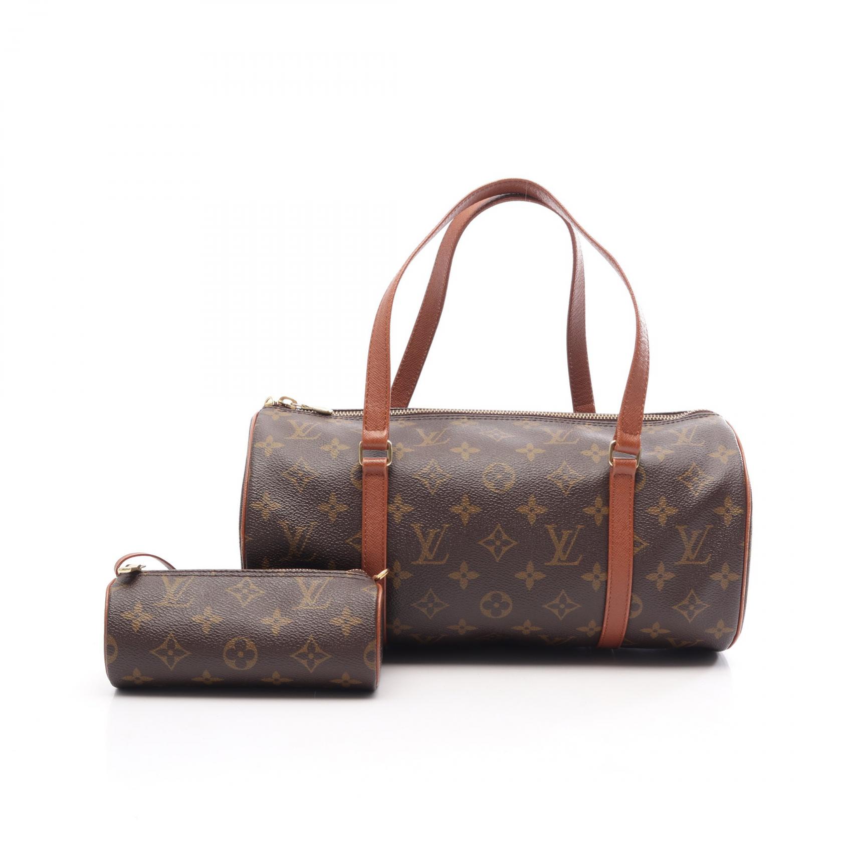 【10%OFFクーポン 7/21 10時～7/26 9:59】ルイ・ヴィトン LOUIS VUITTON パピヨン30 旧型 ハンドバッグ バッグ PVCコーティングキャンバス レザー モノグラム ブラウン系 M51365 【中古】｜RECLO（リクロ）店