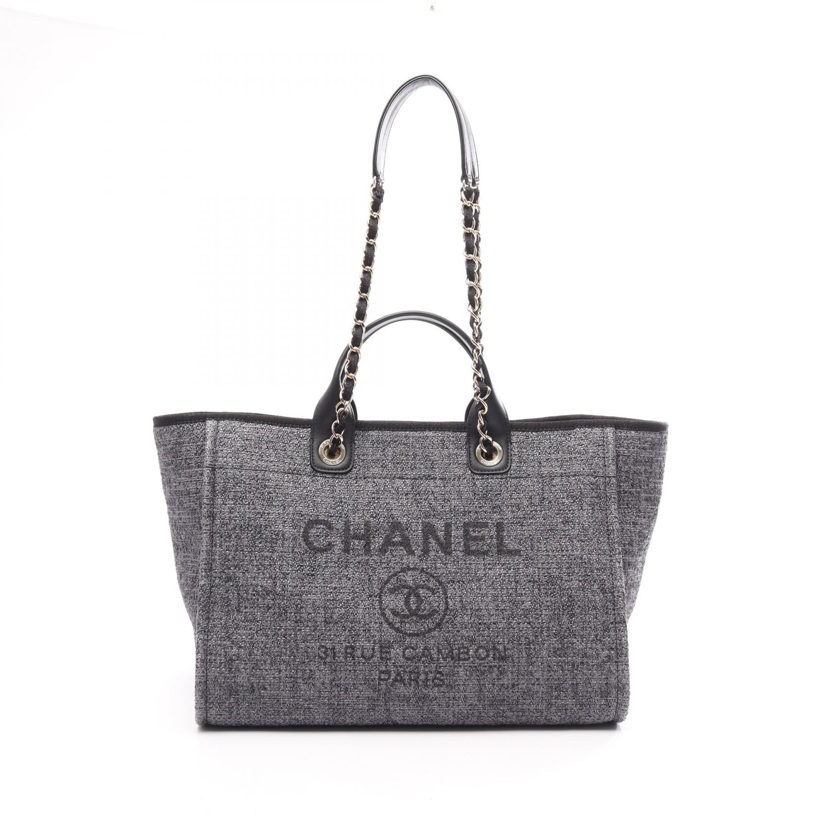 【10%OFFクーポン 7/21 10時~7/26 9:59】シャネル CHANEL ドーヴィル 2WAY トートバッグ バッグ キャンバス レザー グレー系 / ブラック系 A66941 【中古】|RECLO(リクロ)店