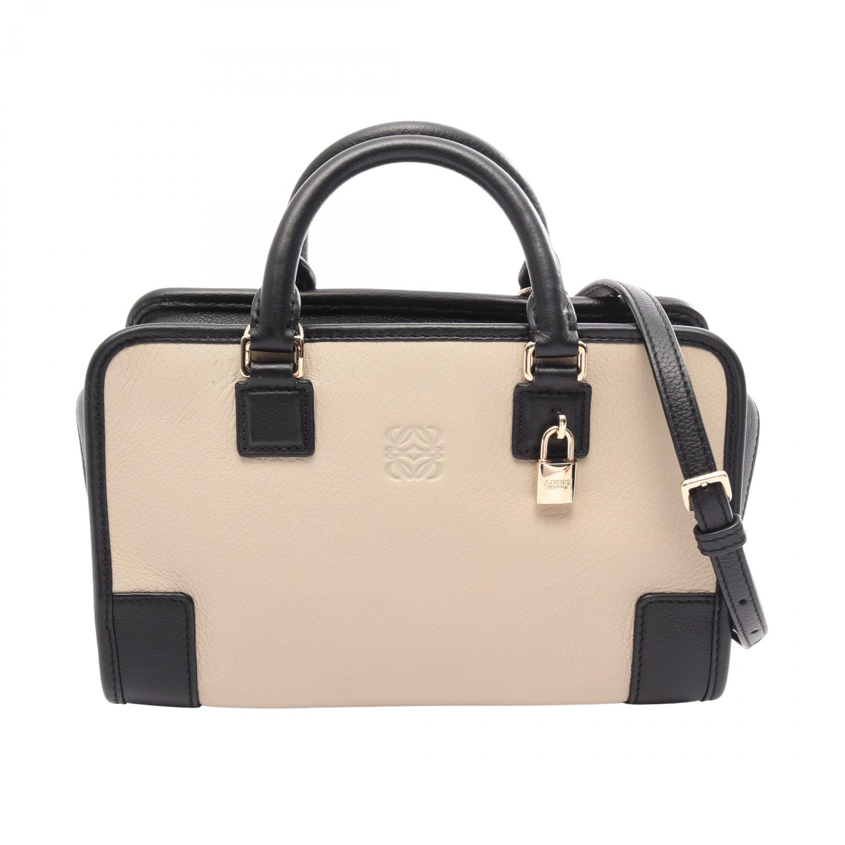 【全品ポイント11倍｜7/30 0:00-23:59】ロエベ LOEWE アマソナ23 2WAY ハンドバッグ バッグ レザー ベージュ系 / ブラック系 【中古】｜RECLO（リクロ）店