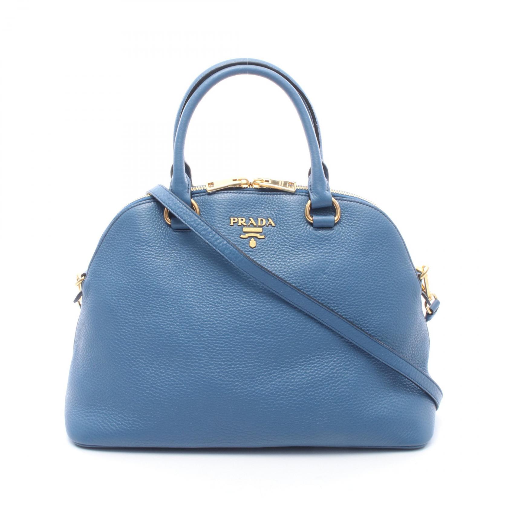 【10%OFFクーポン 7/21 10時～7/26 9:59】プラダ PRADA ヴィッテロダイノ 2WAY ハンドバッグ バッグ レザー ブルー系 【中古】｜RECLO（リクロ）店